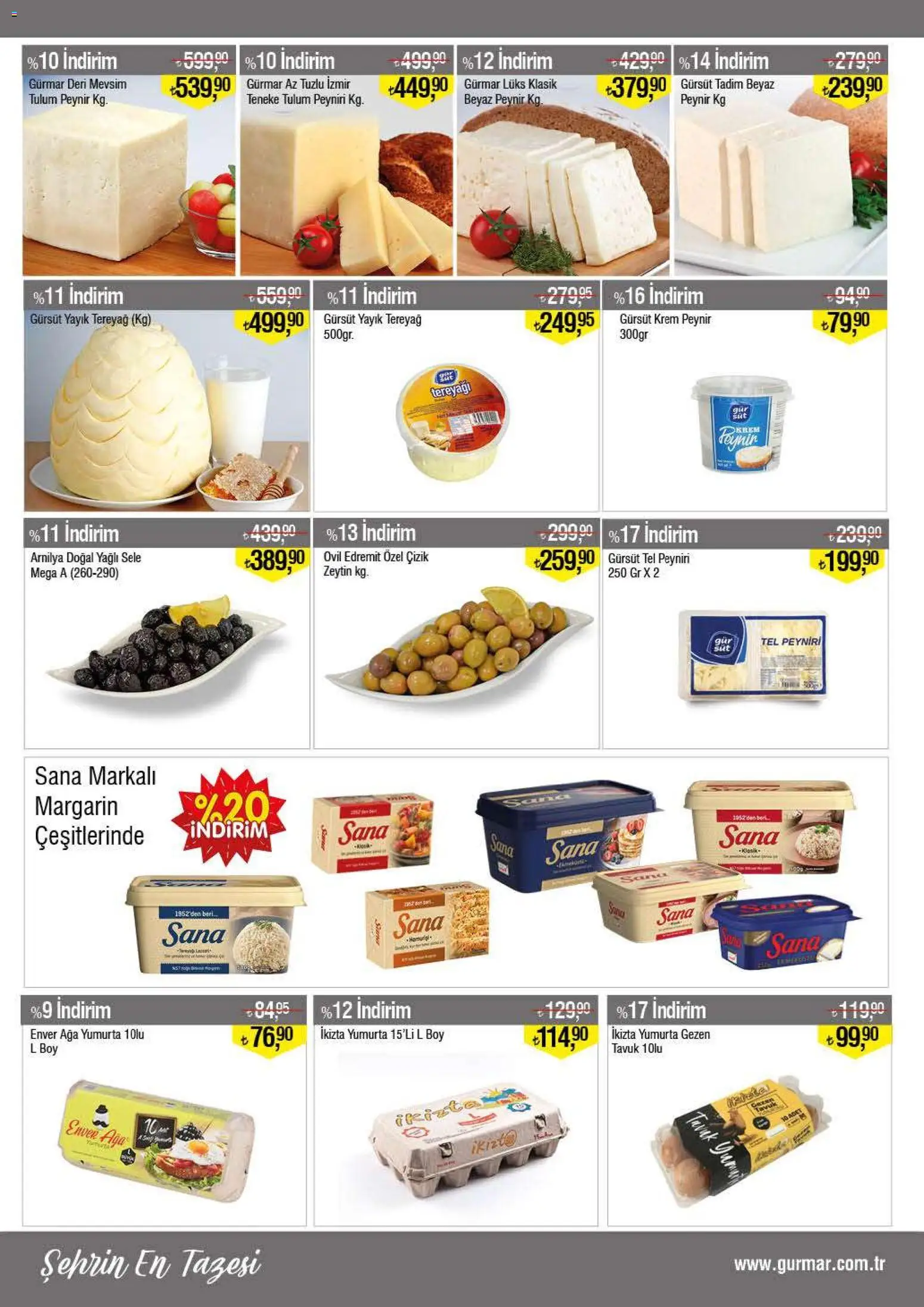 Gürmar Katalog - 01.01.2026 tarihinden itibaren geçerlidir | Sayfa: 3 | Ürünler: Tereyağı, Peynir, Yumurta, Zeytin