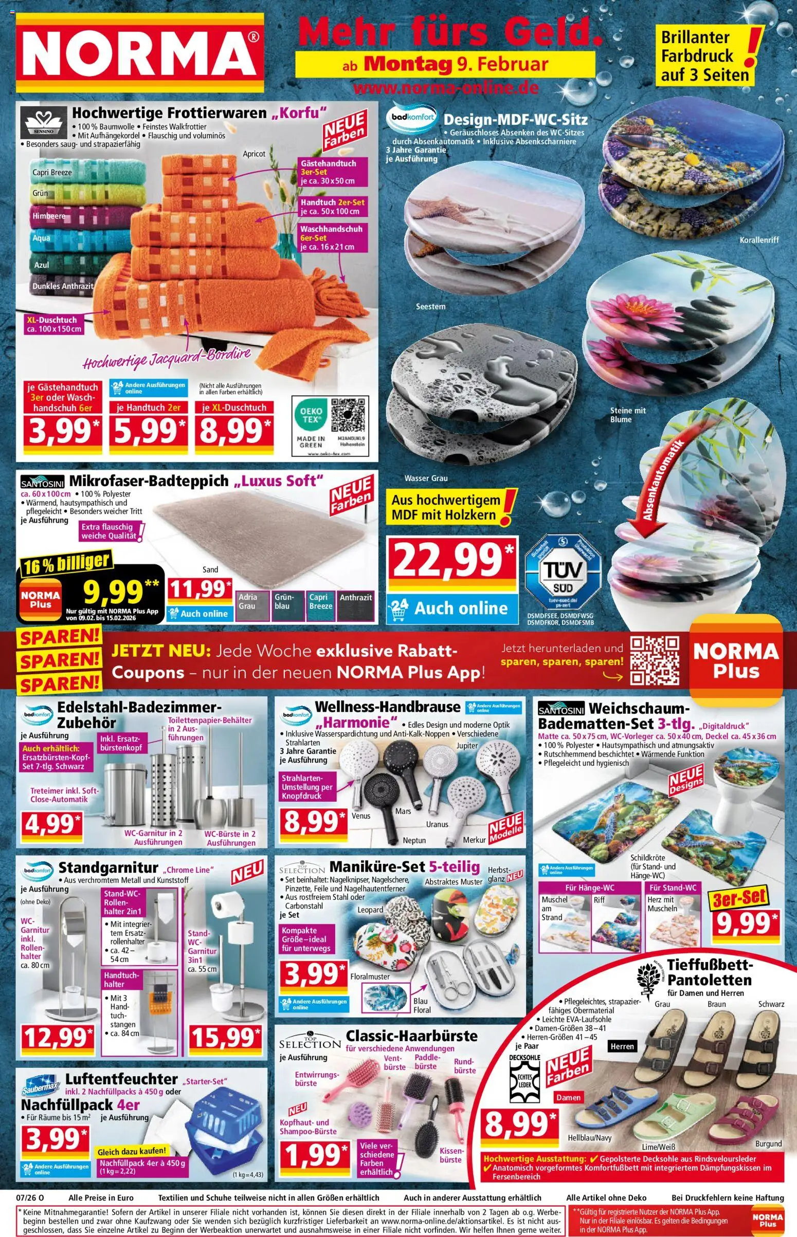 Norma Prospekt 	 – gültig ab 09.02.2026 | Seite: 1 | Produkte: Kissen, Bad, Mars, Wasser
