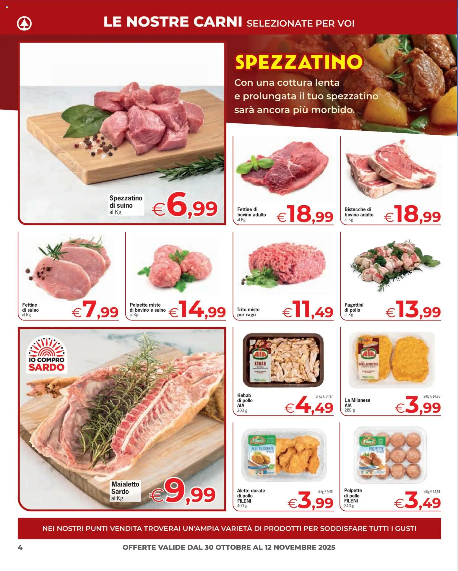 Volantino Eurospar del 30.10.2025 | Pagina: 4 | Prodotti: Bovino, Suino, Ragú, Polpette