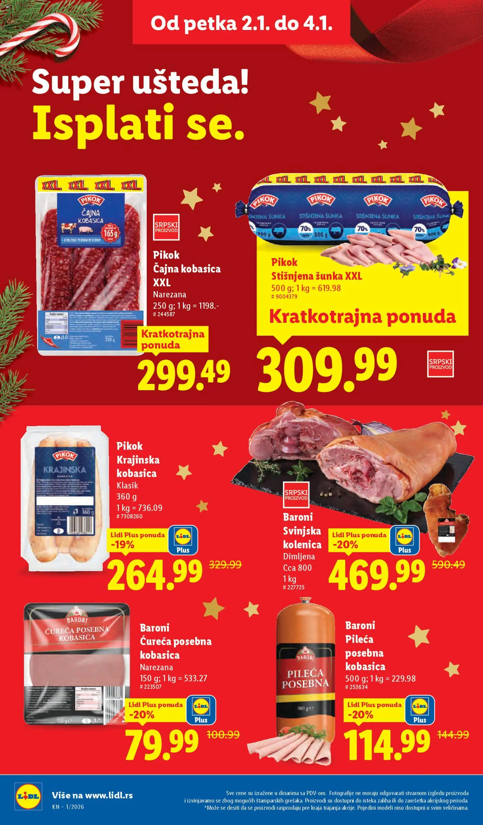 Lidl katalog - važi od 02.01.2026 | Strana: 20 | Proizvode: Svinjska kolenica, Šunka, Kobasica