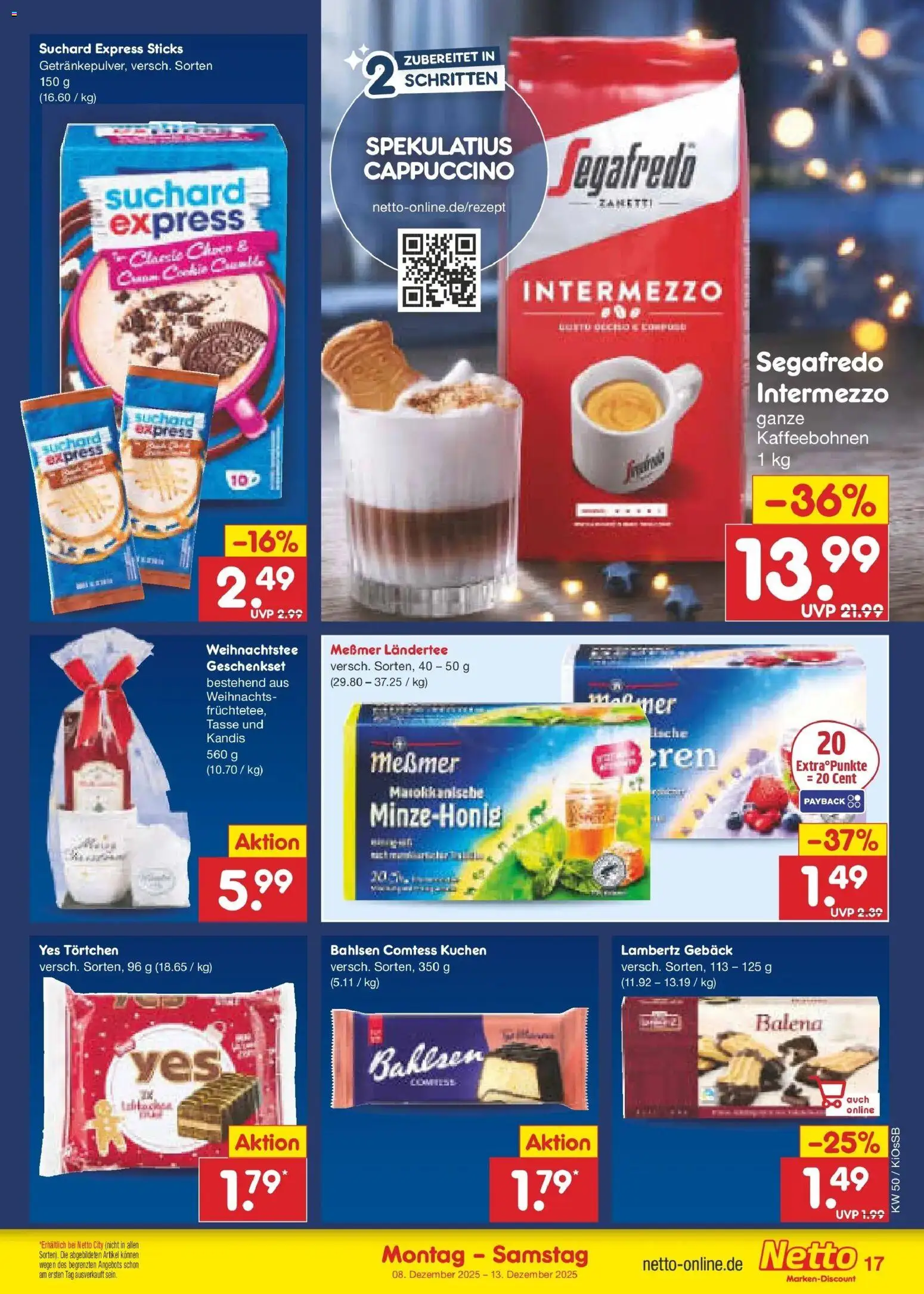 Netto Marken-Discount - Netto: Wochenangebote – gültig ab 07.12.2025 | Seite: 17 | Produkte: Messmer, Kuchen, Segafredo