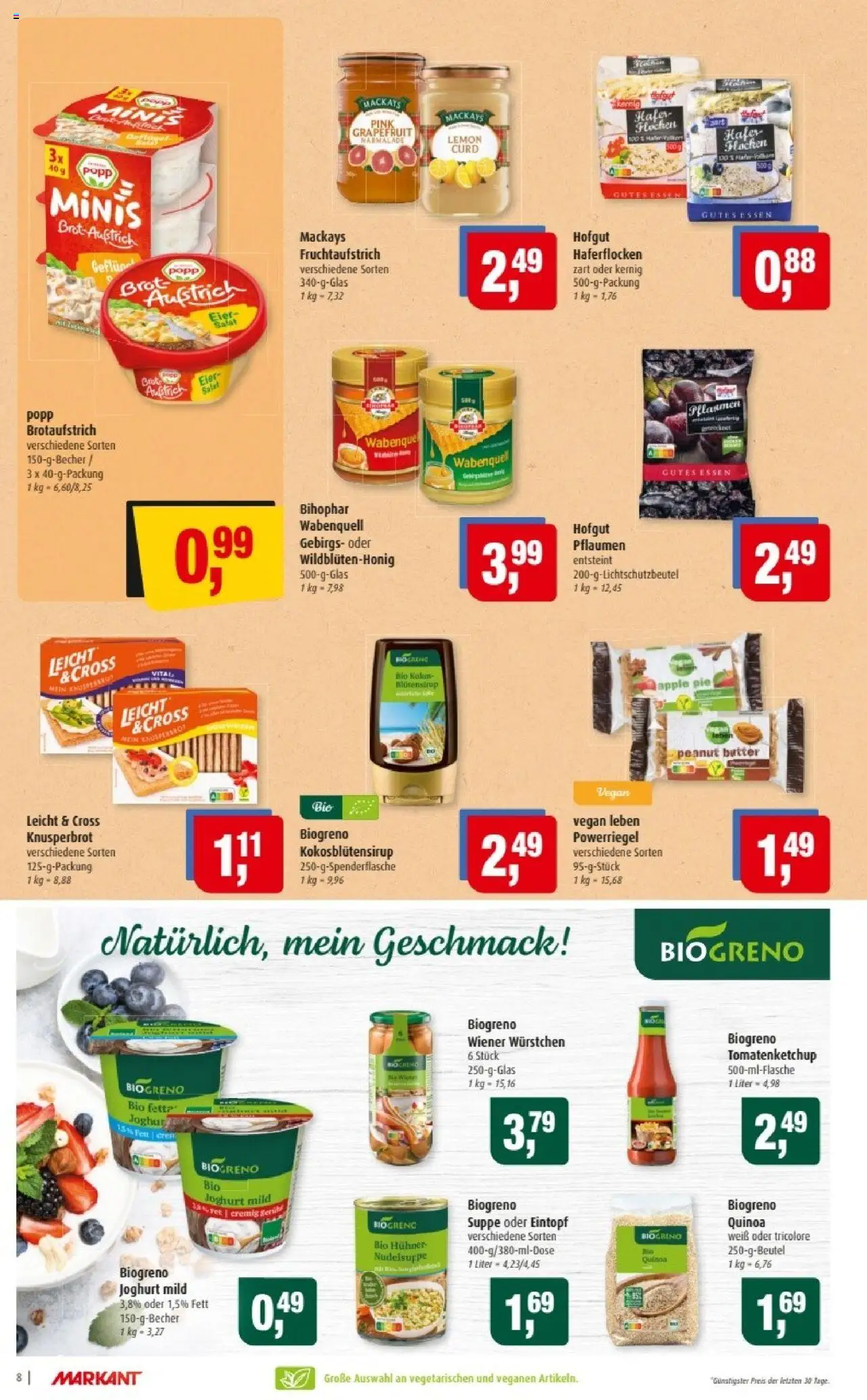 Markant Prospekt 	 – gültig ab 22.09.2025 | Seite: 8 | Produkte: Pflaumen, Grapefruit, Brot, Salat