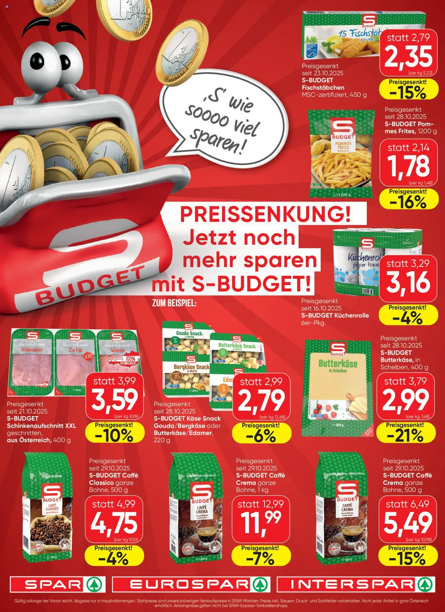 Spar S-BUDGET -  Burgenland  gültig ab 30.10.2025 | Seite: 1 | Produkte: Käse