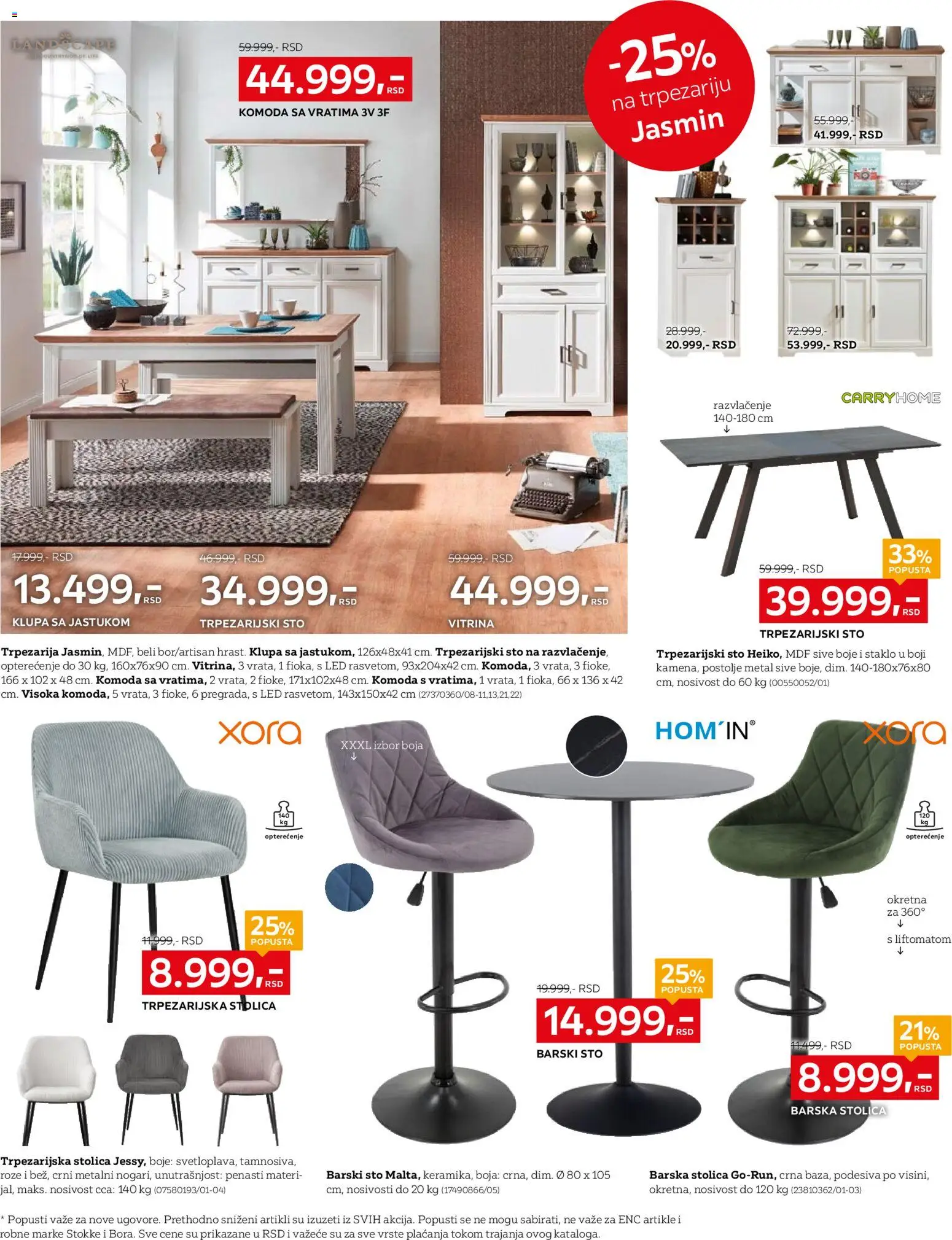 Lesnina XXXL katalog - važi od 27.10.2025 | Strana: 8 | Proizvode: Komoda, Sto, Trpezarijski sto, Barska stolica