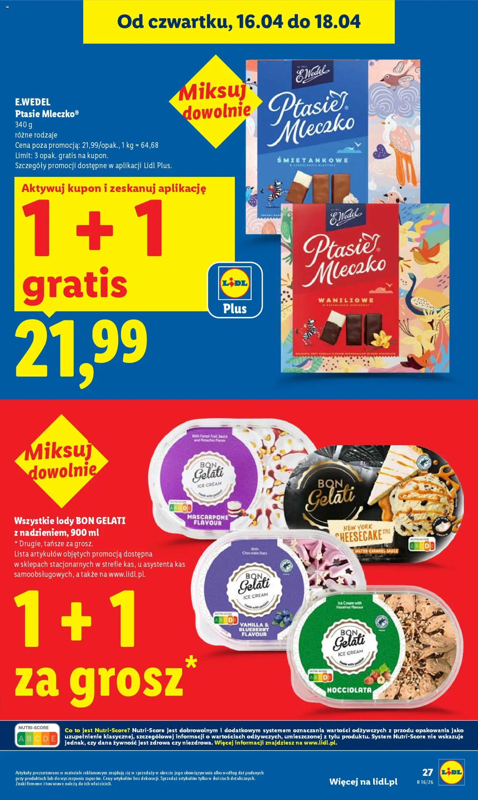 Lidl gazetka od 16.04.2026 | Strona: 27 | Produkty: Mascarpone, Lody