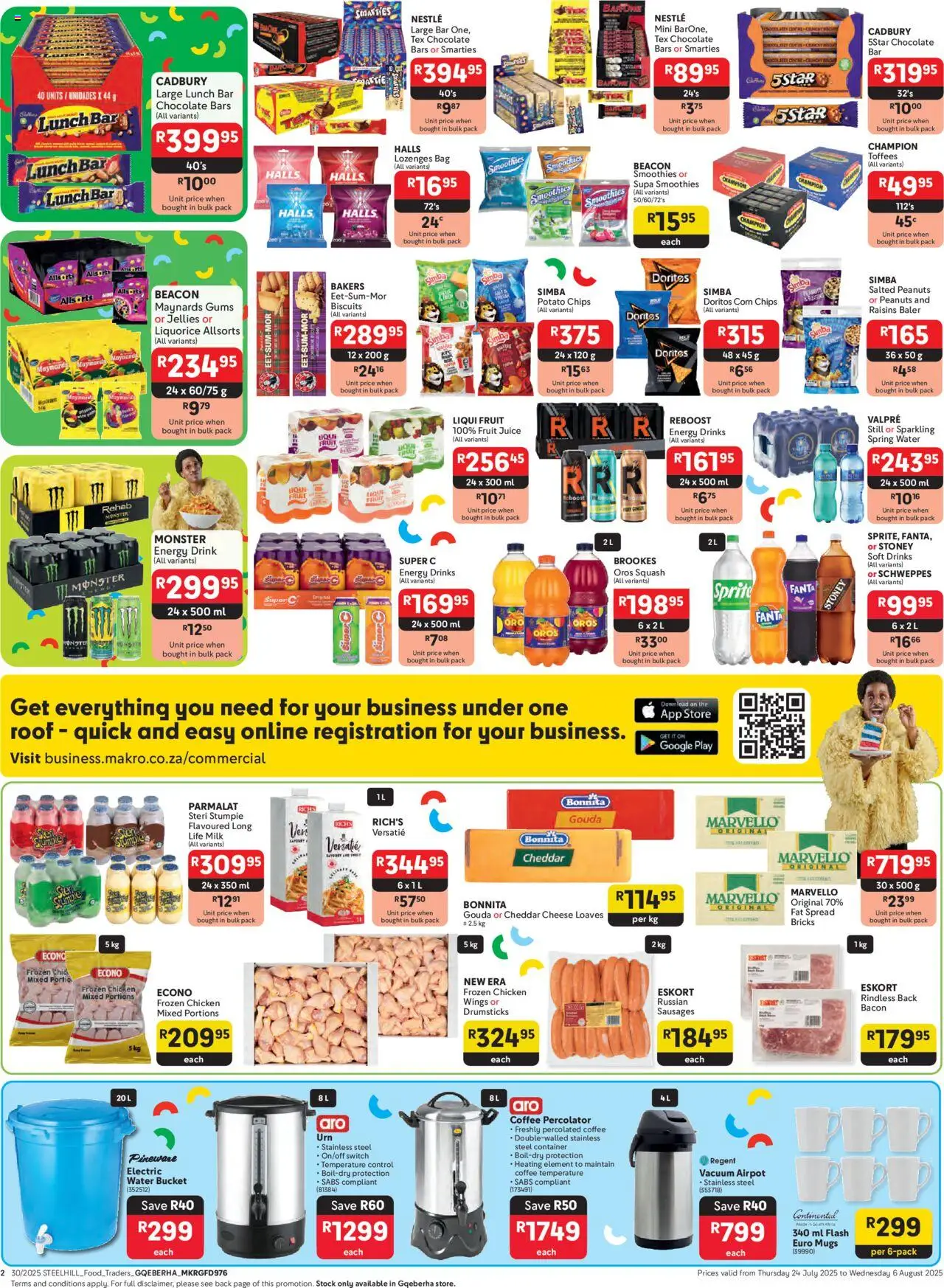 Makro - Gqeberha - Business │ valid from 24.07.2025 | Page: 2 | Products: Corn, Cheese, Biscuits, Stoney