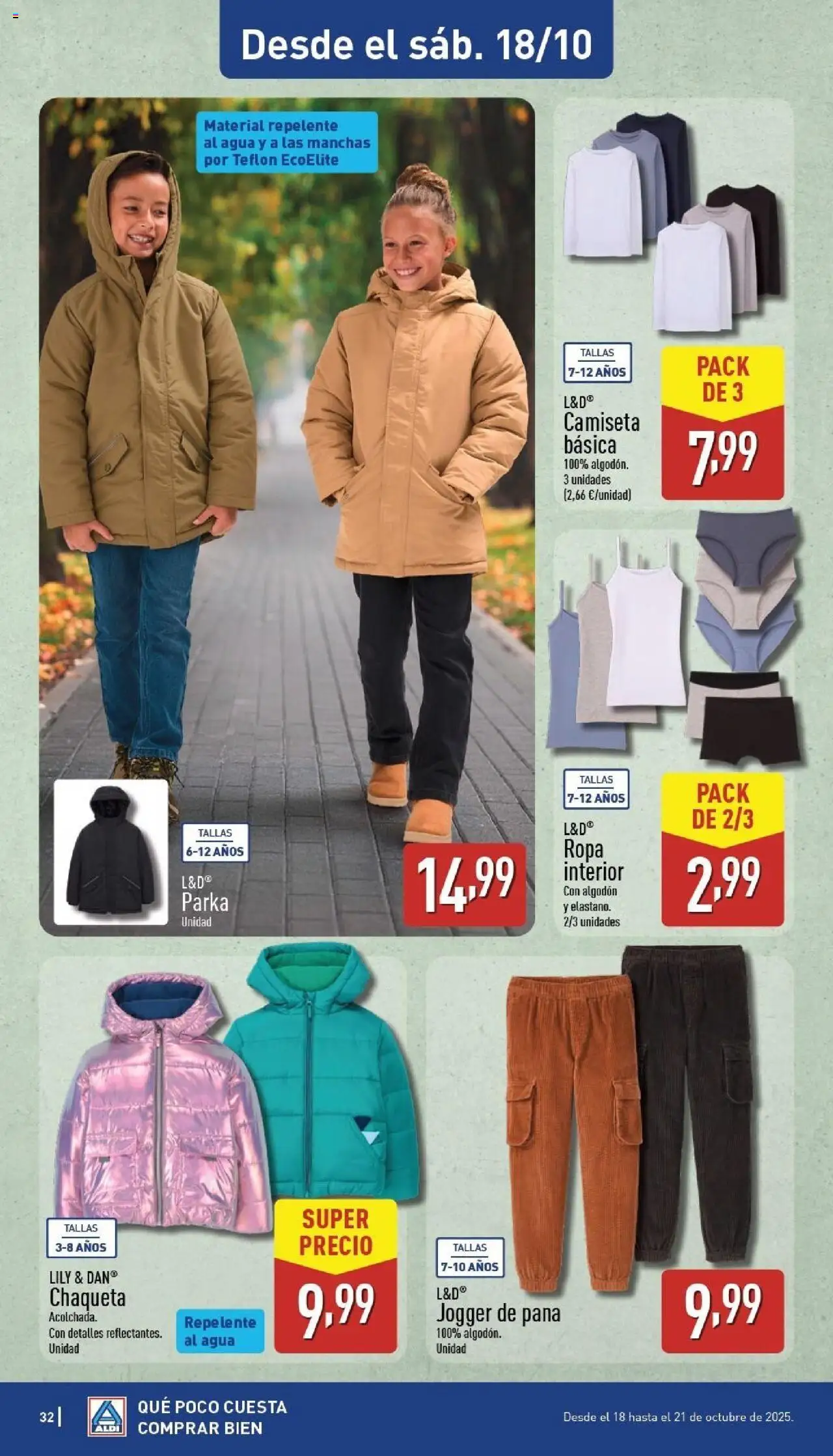 Aldi folleto Península │ válido desde el 13.10.2025 | Página: 32 | Productos: Chaqueta, Ropa interior, Ropa, Camiseta básica