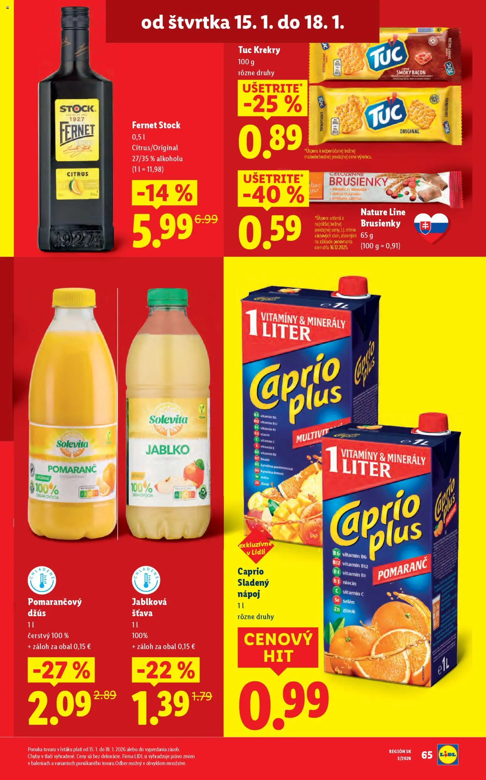 Nové Lidl akcie – leták je platný od 15.01.2026 | Strana: 17 | Produkty: Džús, Apple, Fernet, Fernet Stock