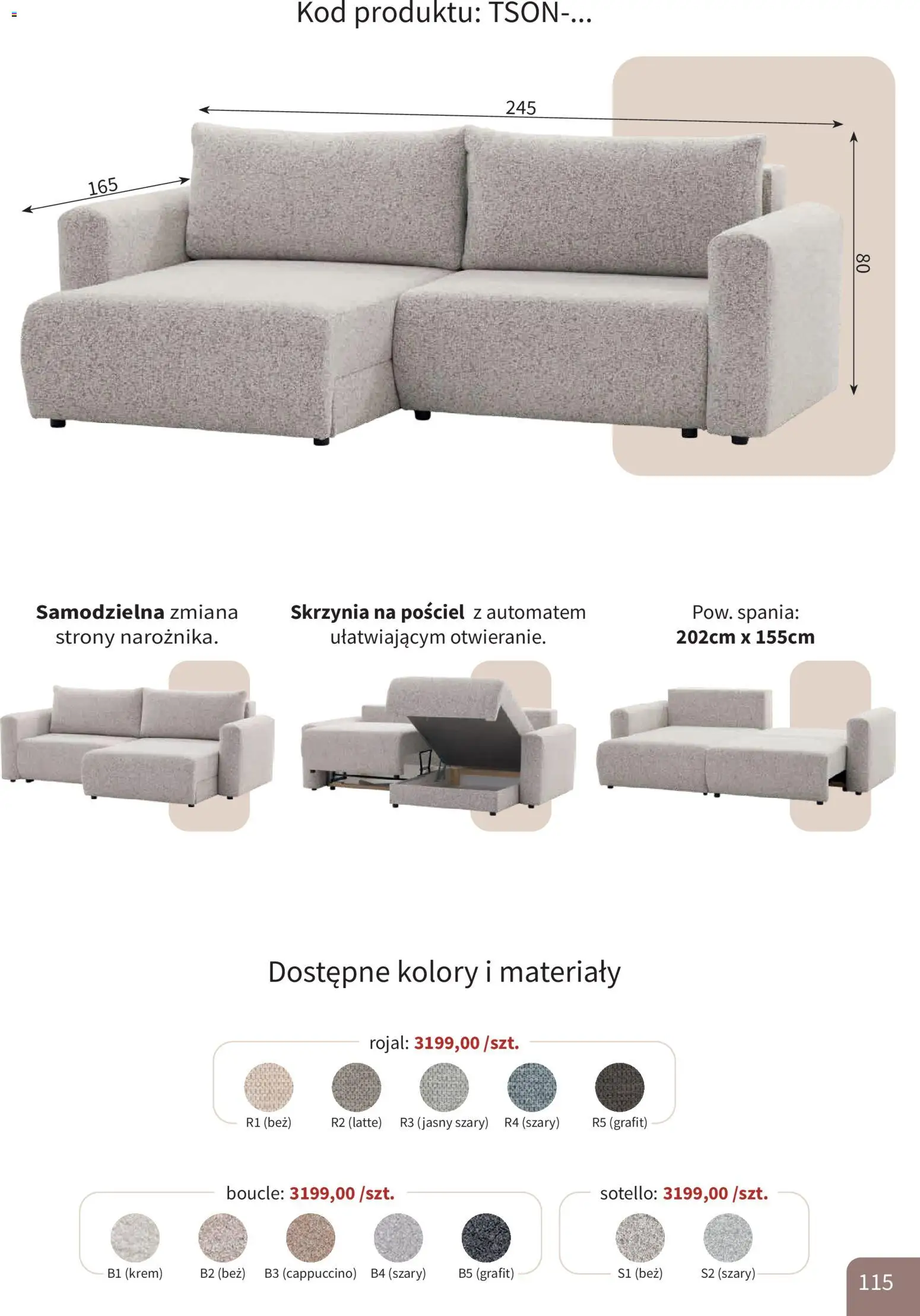 Bodzio Katalog od 01.01.2026 | Strona: 115 | Produkty: Pościel, Cappuccino, Krem