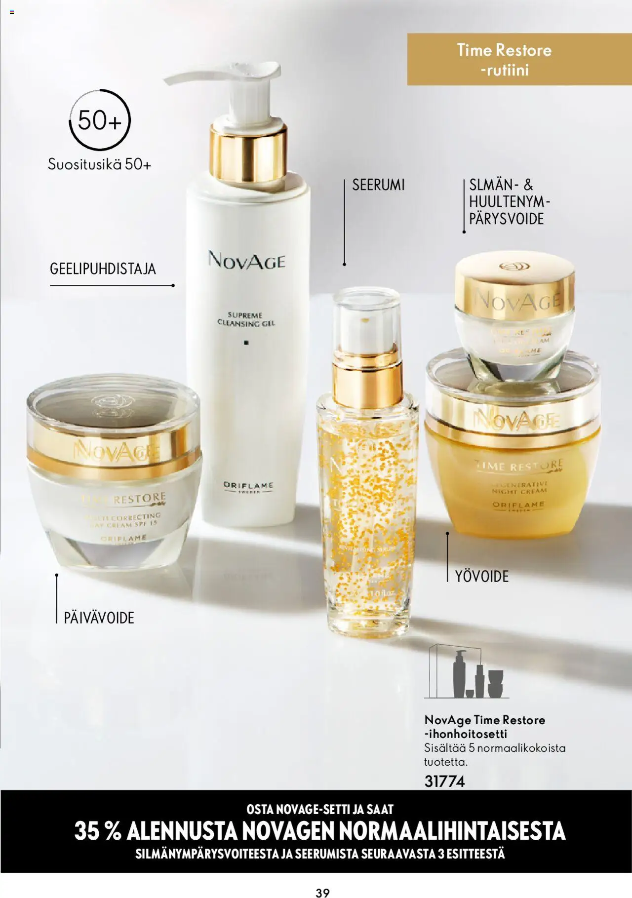 Oriflame Novage+ – voimassa 25.01.2024 alkaen | Sivu: 39 | Tuotteet: Yövoide, Seerumi