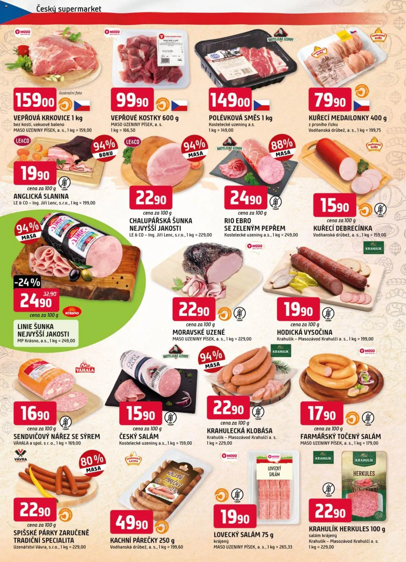 Trefa leták od 04.03.2026 | Strana: 2 | Produkty: Anglická slanina, Vysočina, Kostky, Kuře