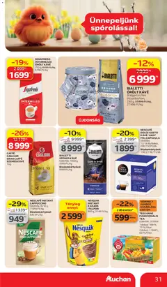 Auchan akciós újság - amely érvényes a következő dátumtól: 26.03.2026 | Oldal: 31 | Termékek: Dolce Gusto, Cappuccino, Doboz, Italpor