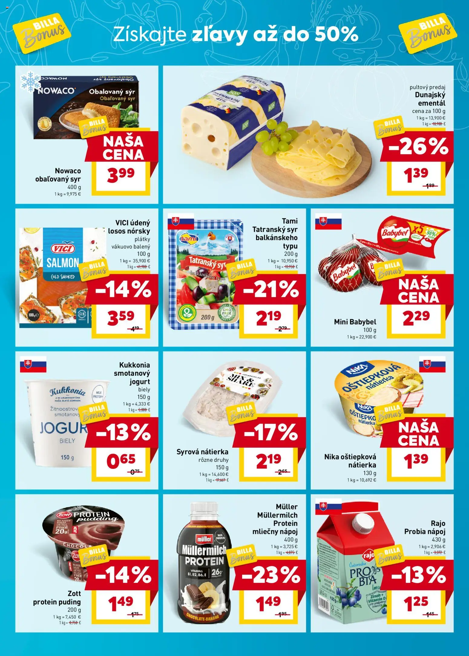 Nové Billa akcie – leták je platný od 17.12.2025 | Strana: 3 | Produkty: Tv, Protein, Puding, Losos