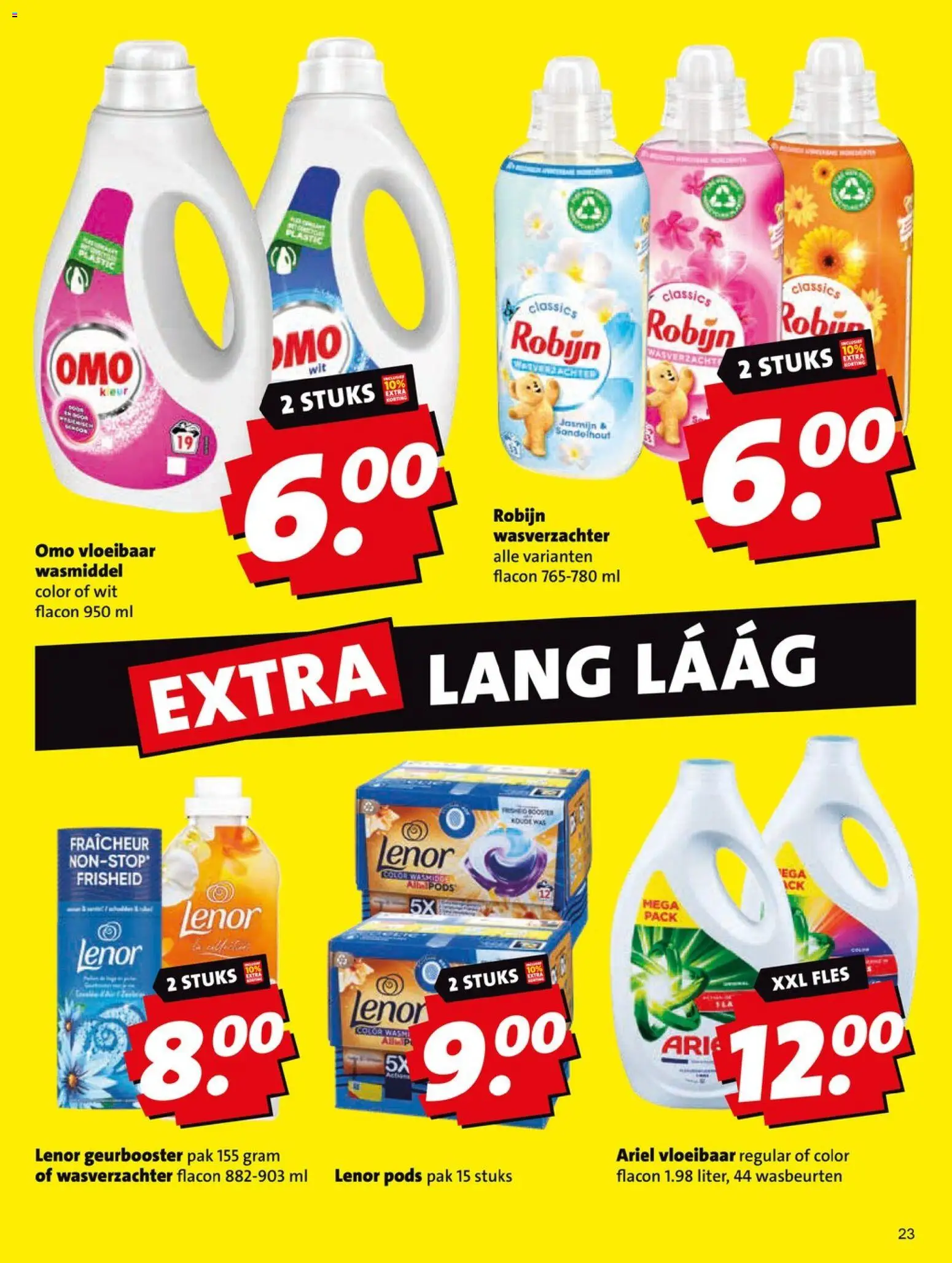 {H1} | Pagina: 23 | Producten: Wasmiddel, Wasverzachter, Robijn, Fles