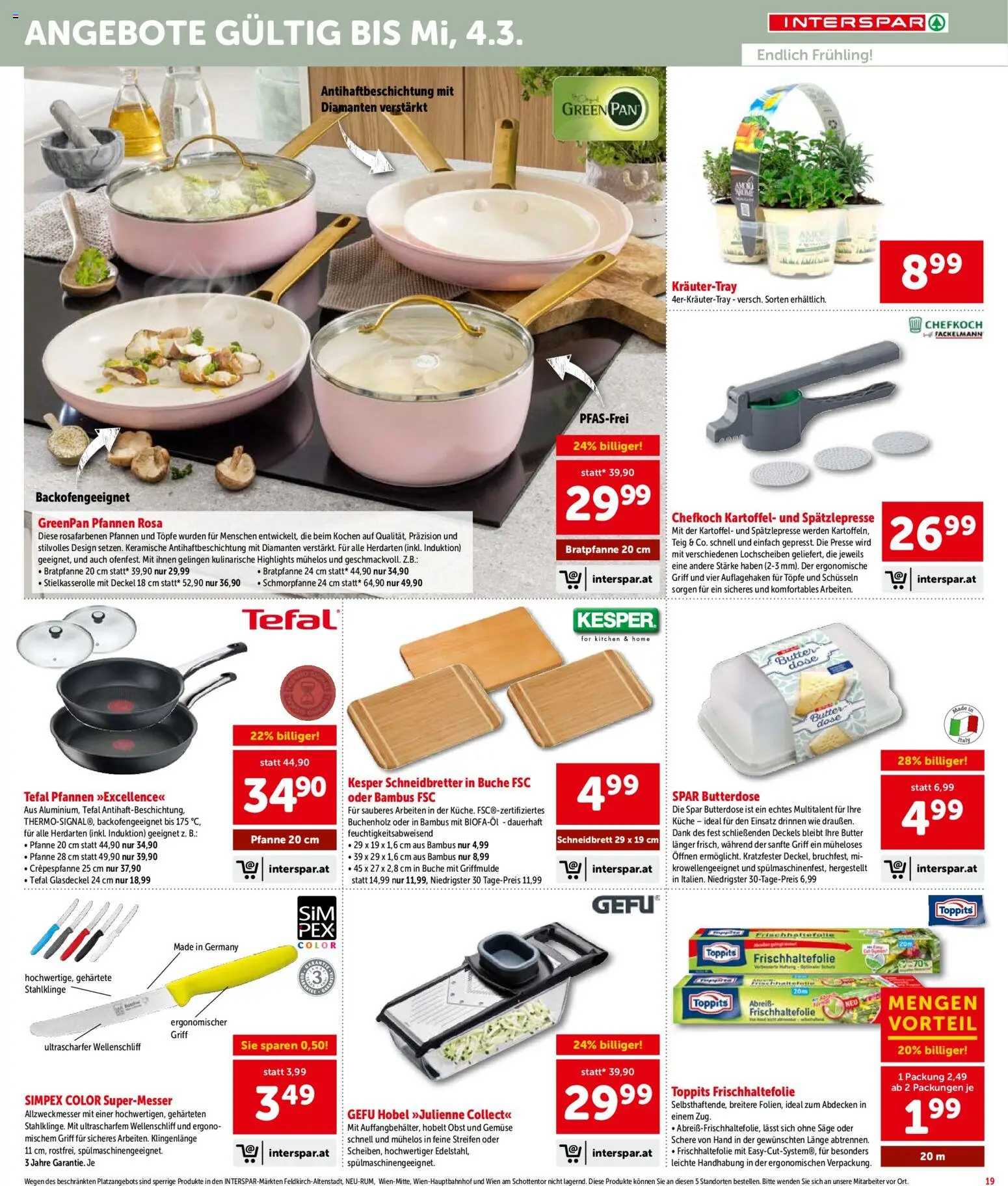 Interspar Flugblatt - Kärnten gültig ab 12.02.2026 | Seite: 19 | Produkte: Obst, Hobel, Presse, Butter