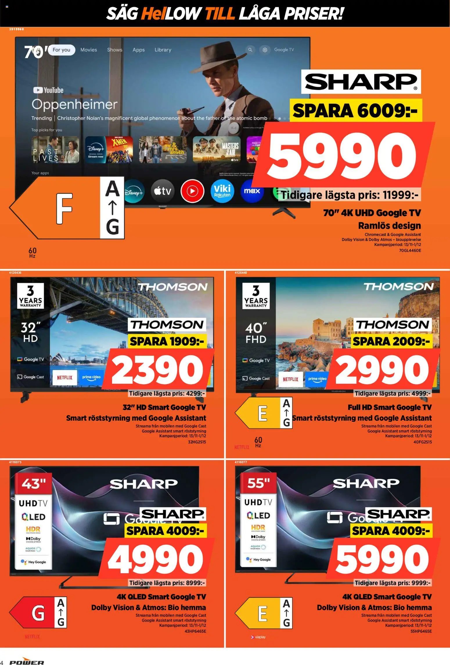 Power reklamblad aktuell från 17.11.2025 | Sida: 4 | Produkter: Såg, Tv