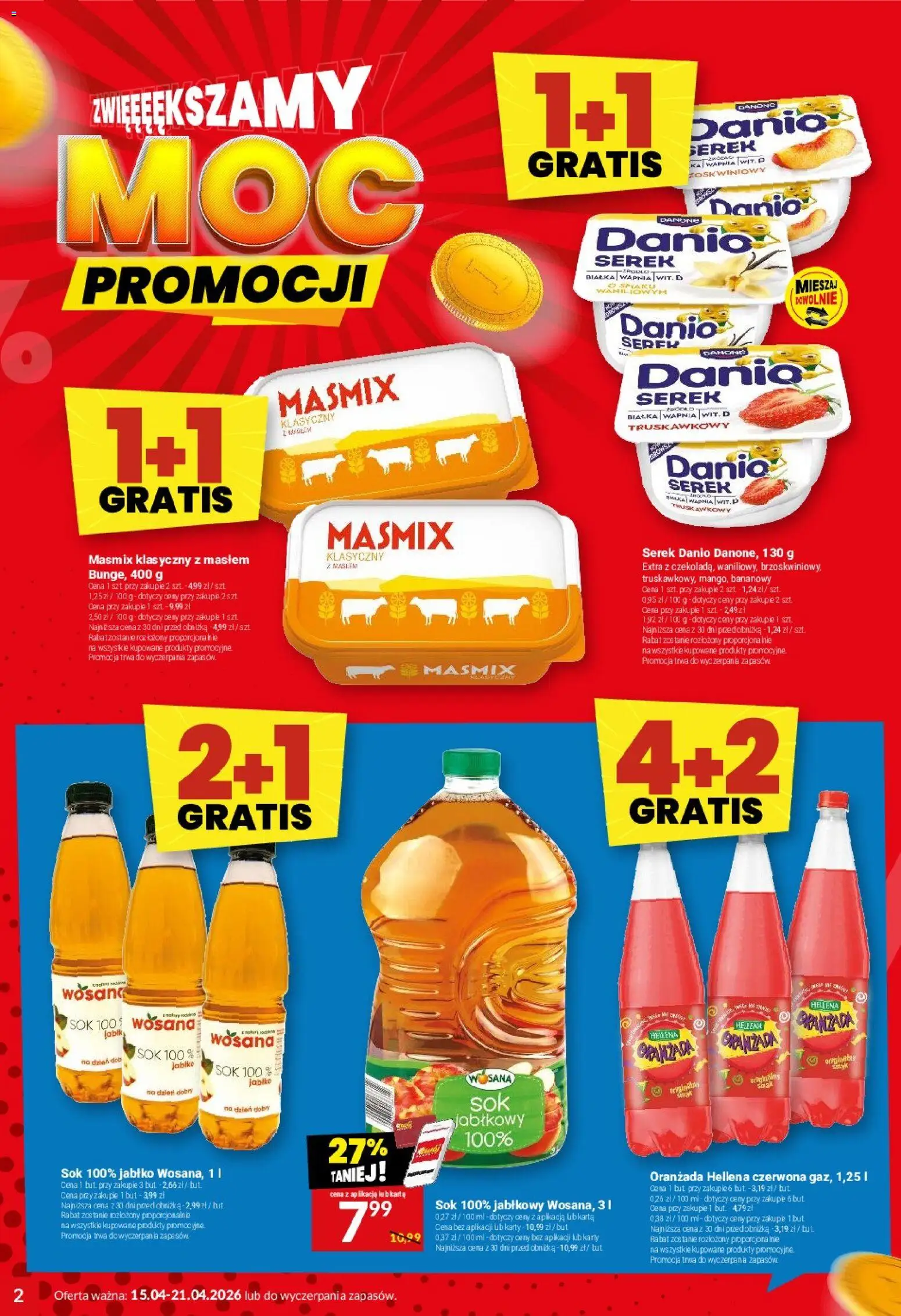 Twój Market gazetka od 15.04.2026 | Strona: 2 | Produkty: Karta, Serek, Oranżada hellena, Sok