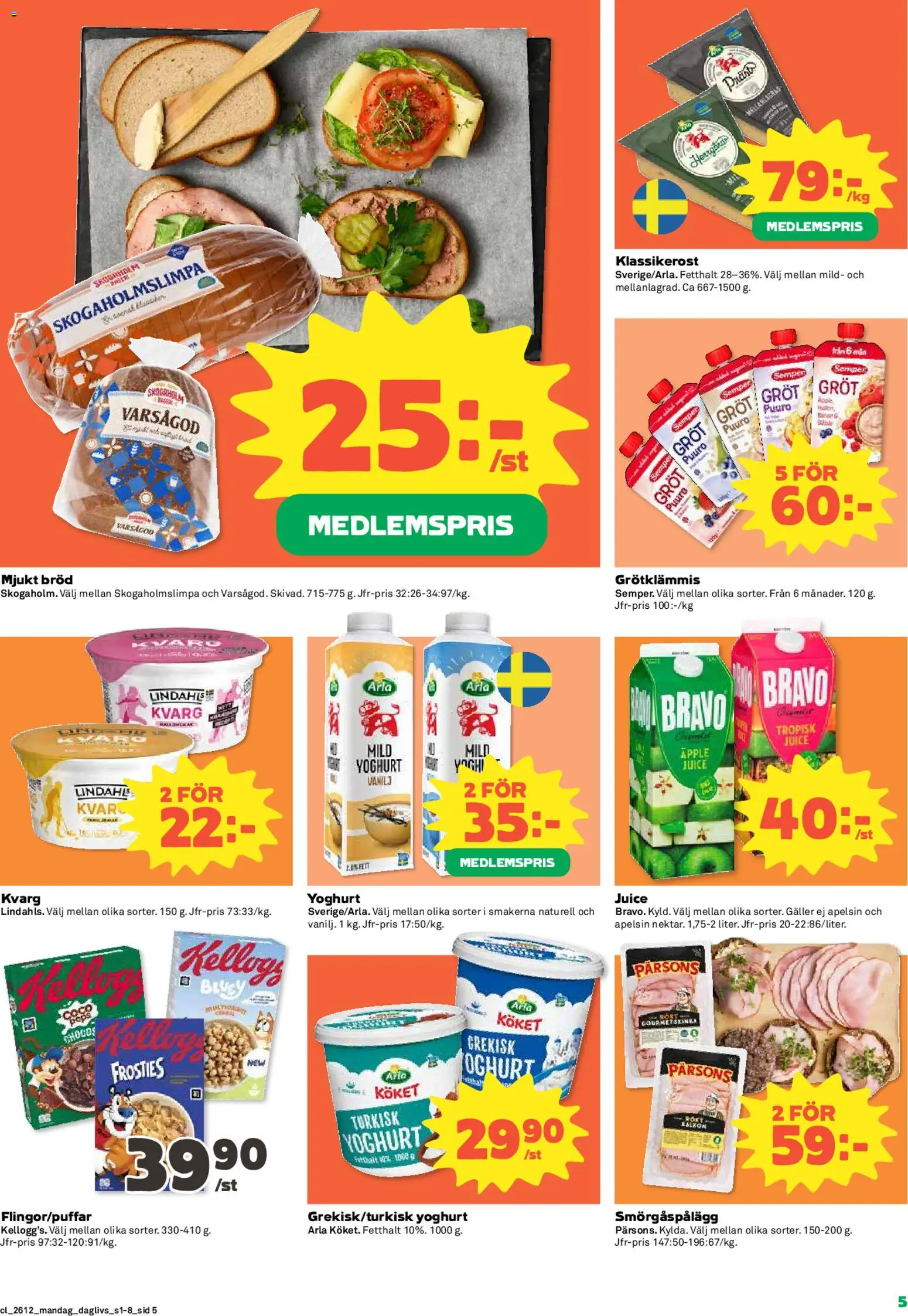 Coop Daglivs reklamblad aktuell från 16.03.2026 | Sida: 5 | Produkter: Yoghurt, Juice, Apelsin, Kvarg