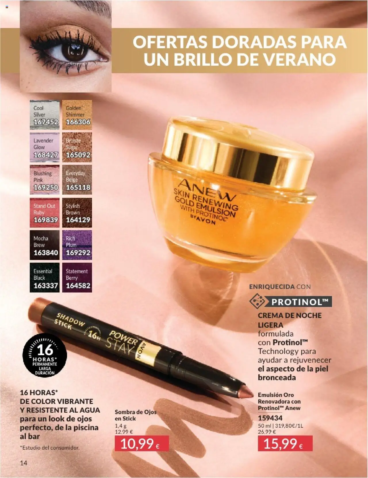 Catálogo AVON campaña 6 │ válido desde el 01.06.2025 | Página: 14 | Productos: Sombra, Crema, Crema de noche, Sombra de ojos
