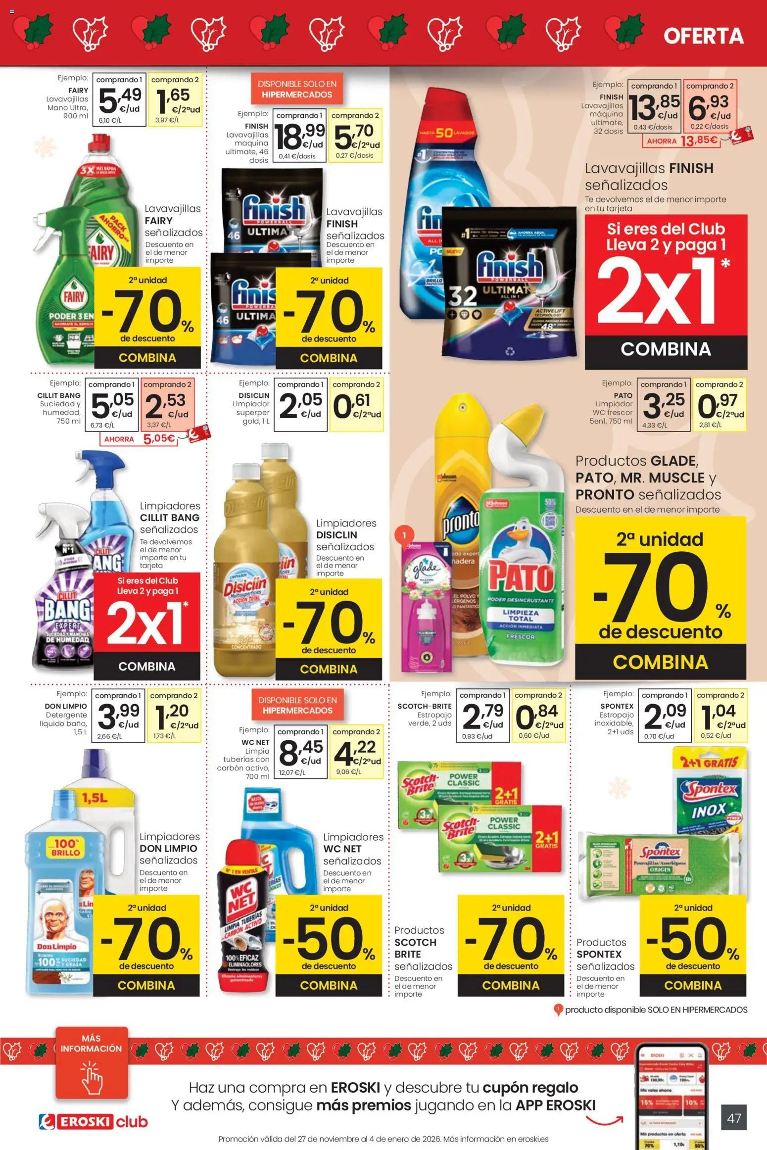 Eroski - Ofertón Navidad  │ válido desde el 27.11.2025 | Página: 47 | Productos: Polvo, Té, Detergente líquido, Lavavajillas