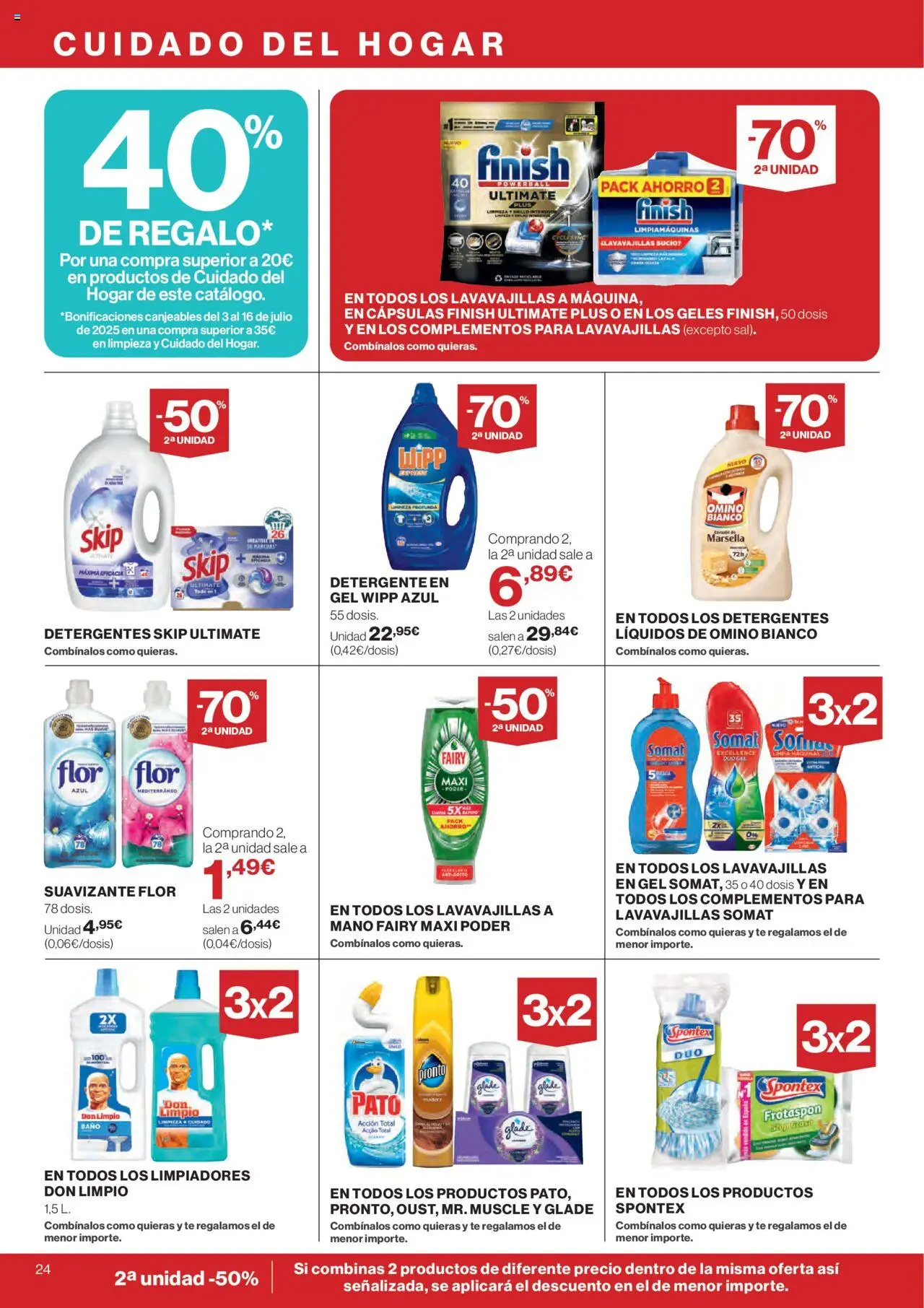 Hipercor catálogo │ válido desde el 19.06.2025 | Página: 28 | Productos: Té, Suavizante, Lavavajillas, Baño