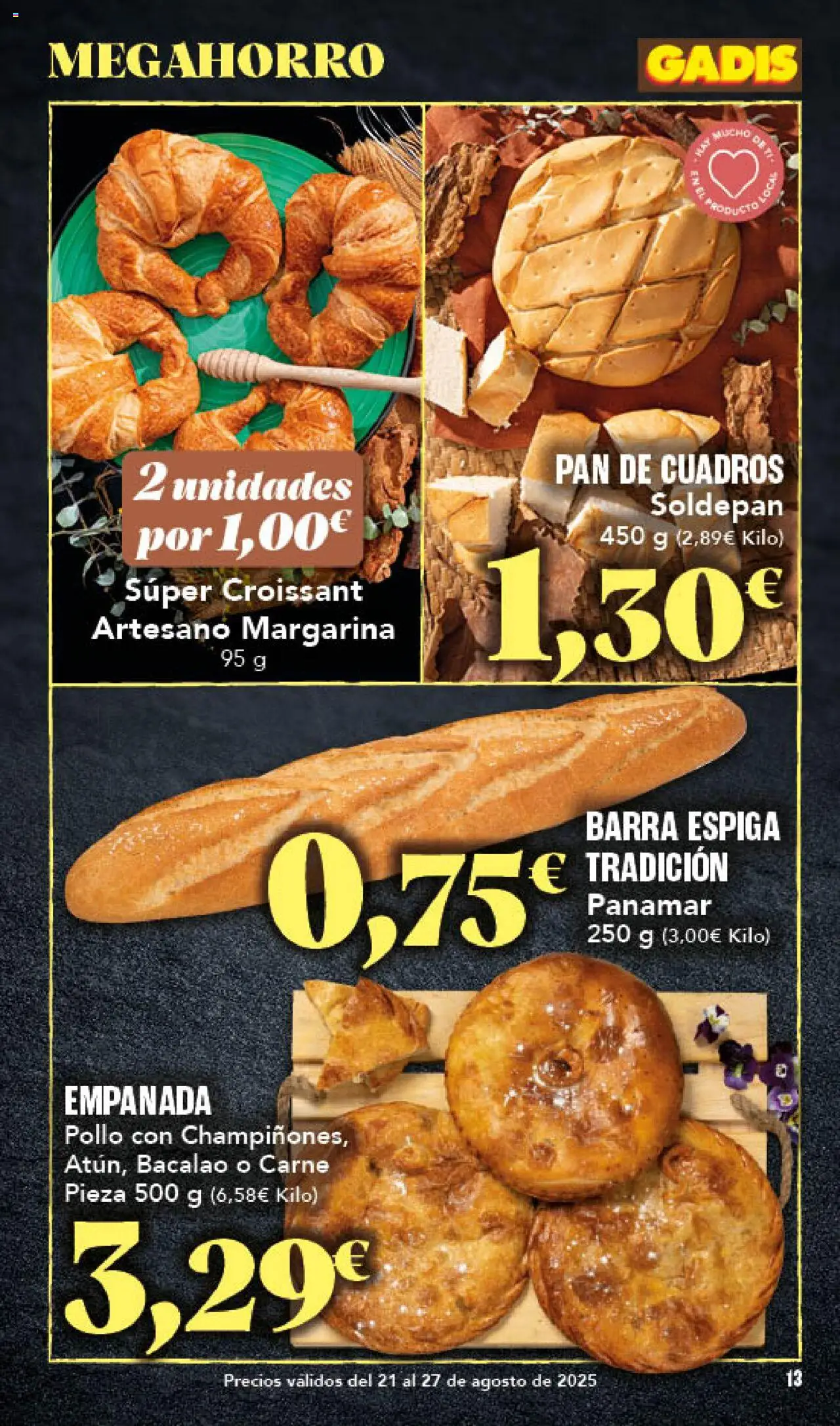 Gadis folleto │ válido desde el 21.08.2025 | Página: 13 | Productos: Pan, Croissant, Margarina