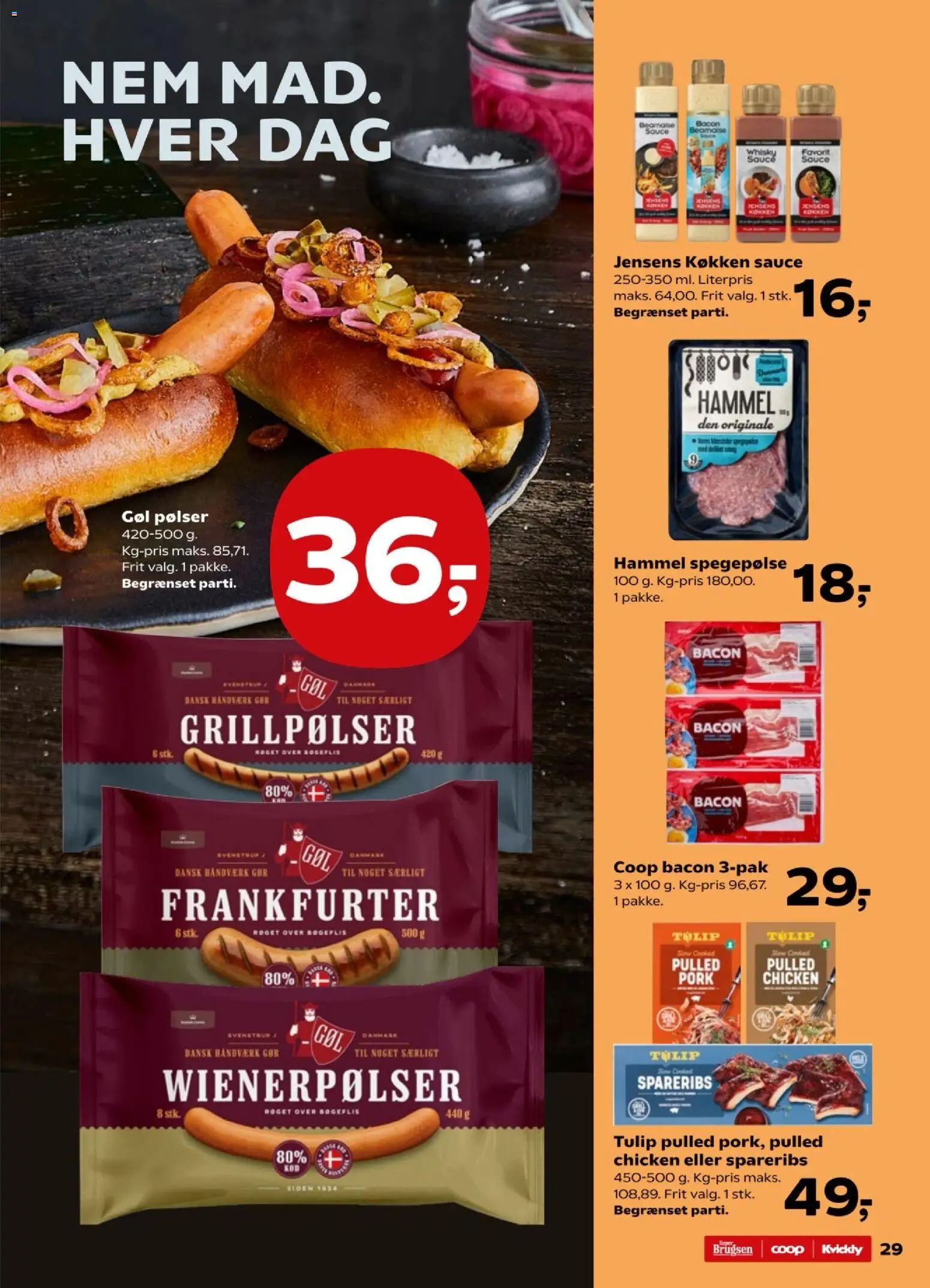 Kvickly tilbudsavis – gyldig fra 30.01.2026 | Side: 31 | Produkter: Pølser, Spegepølse, Spareribs, Bacon