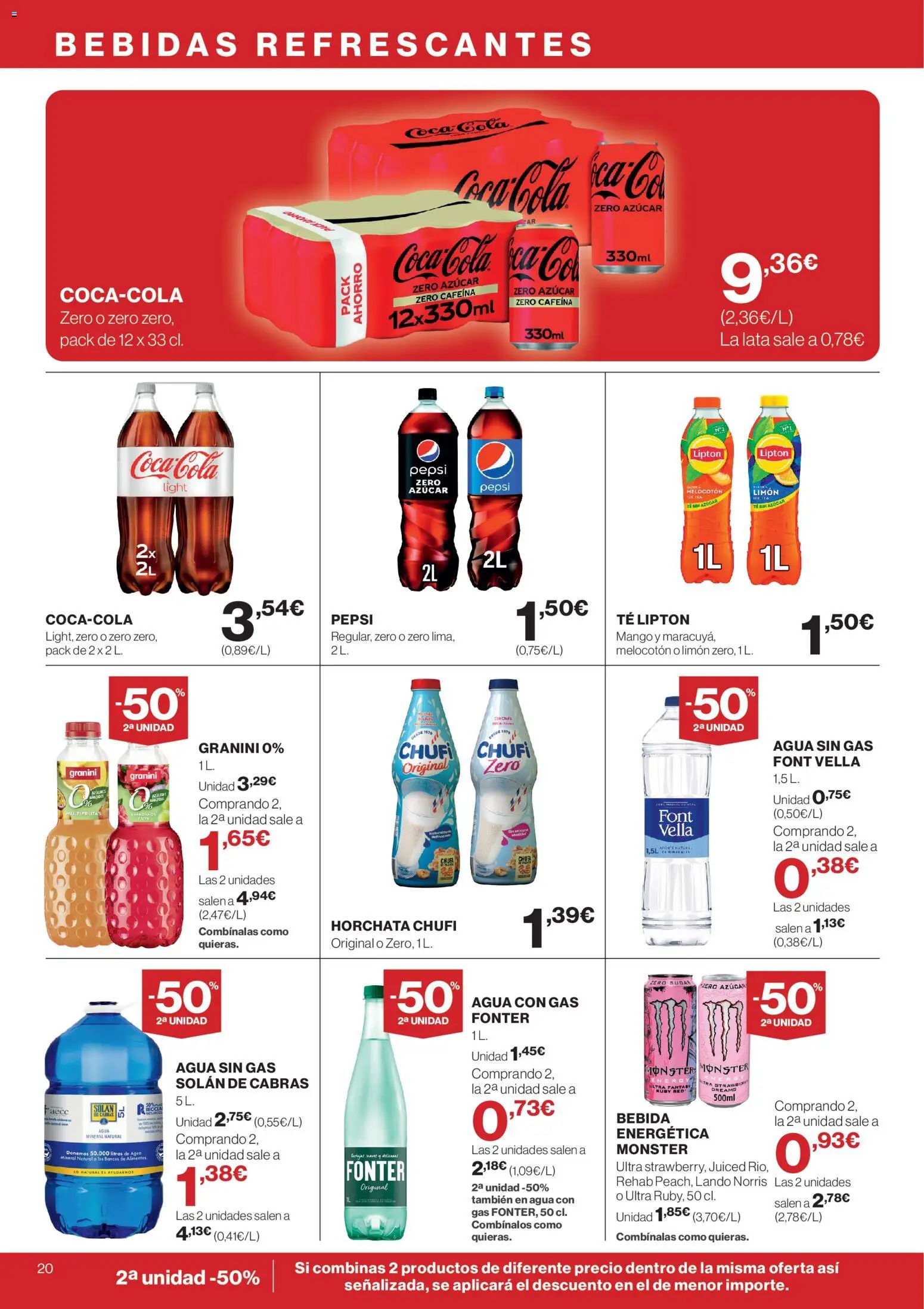 Supercor Canarias │ válido desde el 25.03.2026 | Página: 20 | Productos: Agua con gas, Té, Ρούτερ