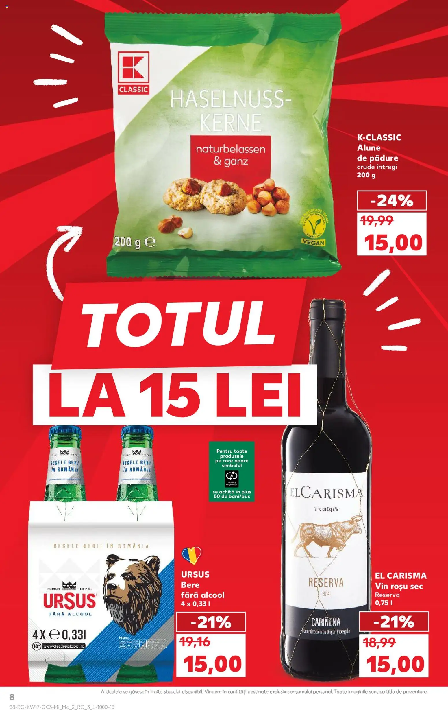 Noul catalog Kaufland – valabil de la 22.04.2026 | Pagină: 8 | Produse: Alune, Vin, Bere