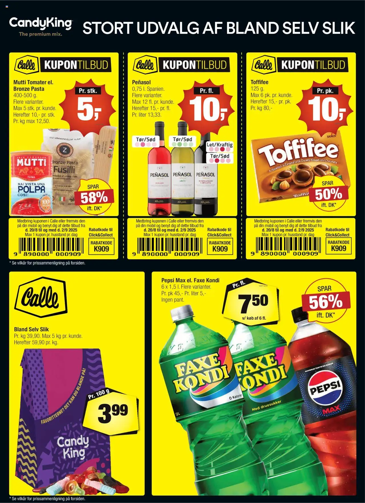 Calle Tilbudsavis gyldig fra 20.08.2025 | Side: 2 | Produkter: Tomater, Faxe Kondi, Pepsi, Pepsi Max