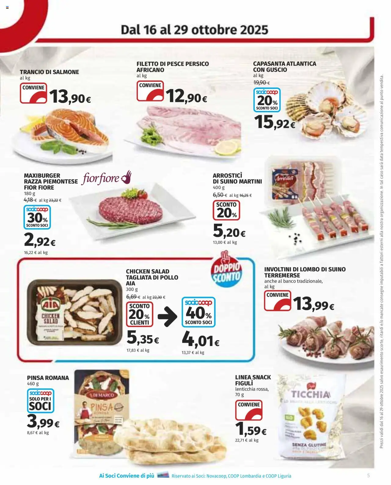 Volantino COOP del 16.10.2025 | Pagina: 5 | Prodotti: Pollo, Salmone, Pesce, Data