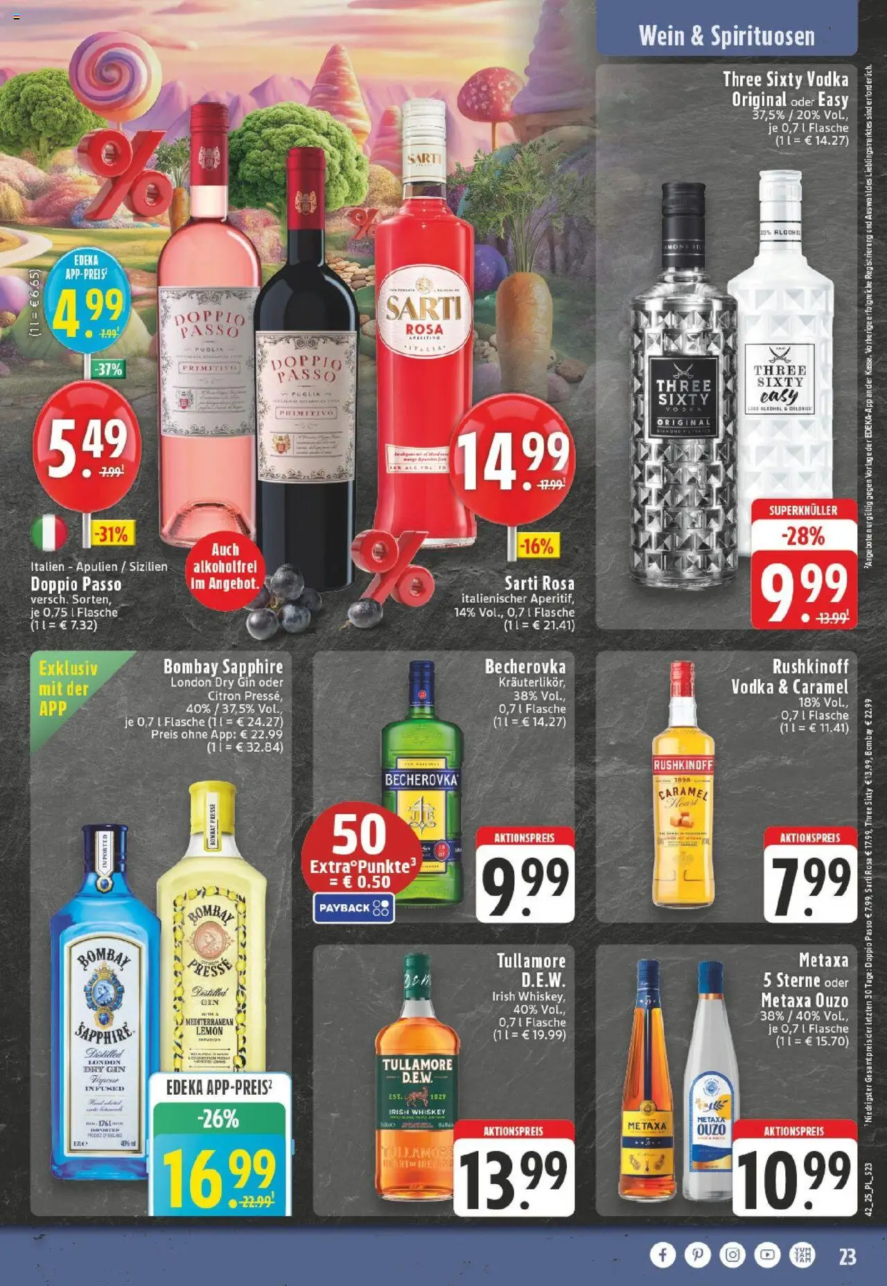 Edeka prospekt Dinslaken	 – gültig ab 13.10.2025 | Seite: 23 | Produkte: Metaxa, Doppio Passo, Vodka, Whiskey