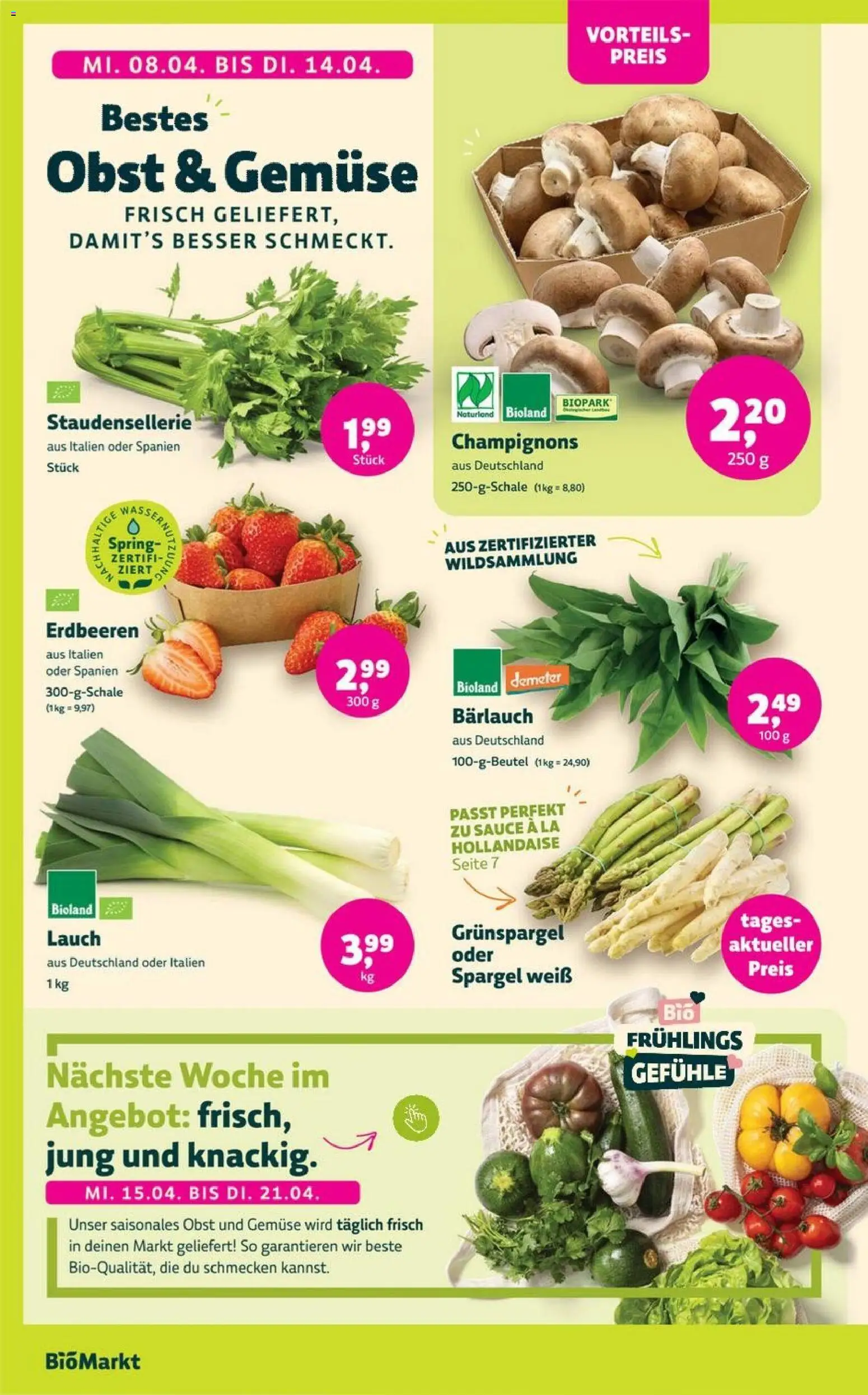 BioMarkt Prospekt 	 – gültig ab 08.04.2026 | Seite: 2 | Produkte: Spargel, Champignons, Obst, Erdbeeren