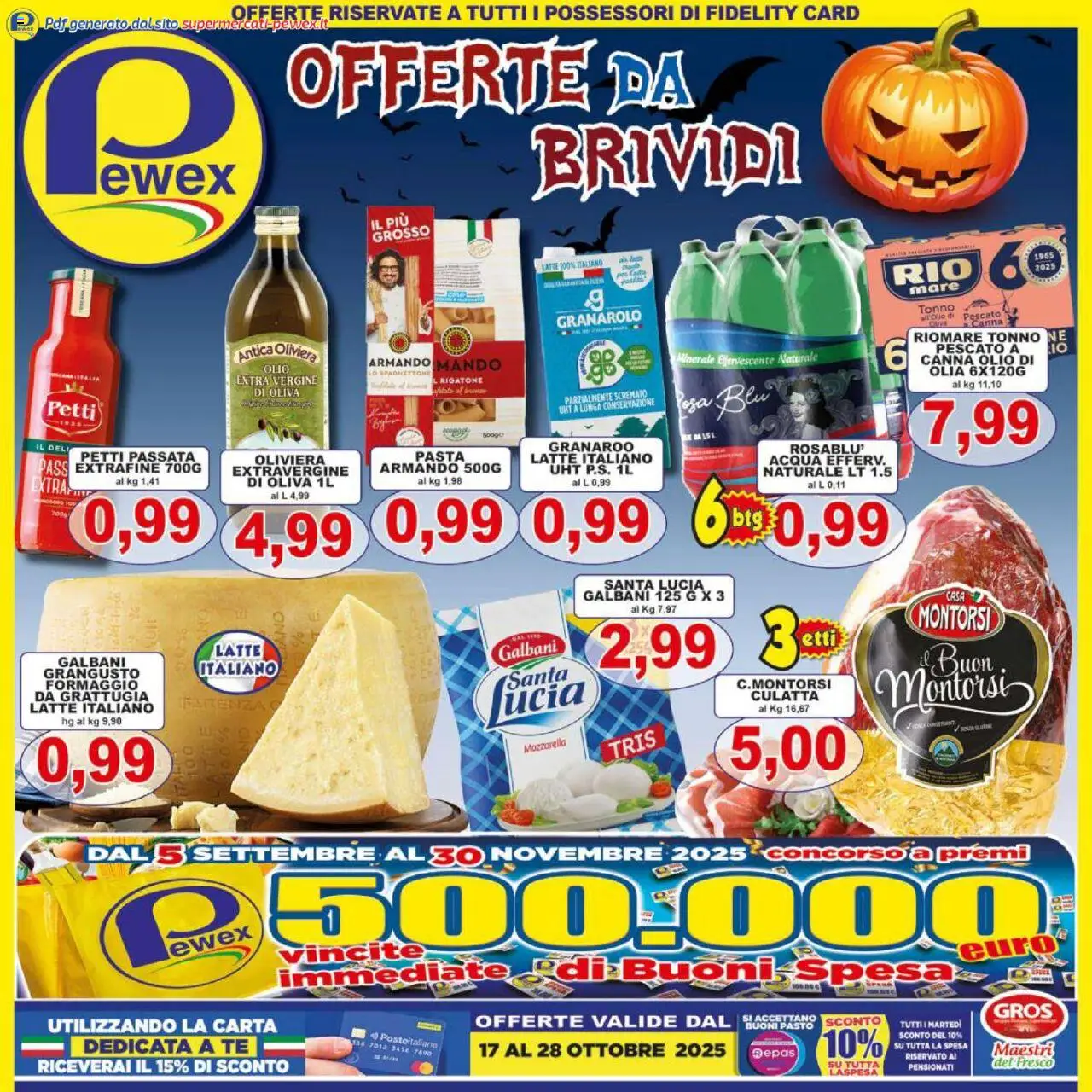 Volantino Pewex del 17.10.2025 | Pagina: 1 | Prodotti: Tè, Formaggio, Olio, Pasta