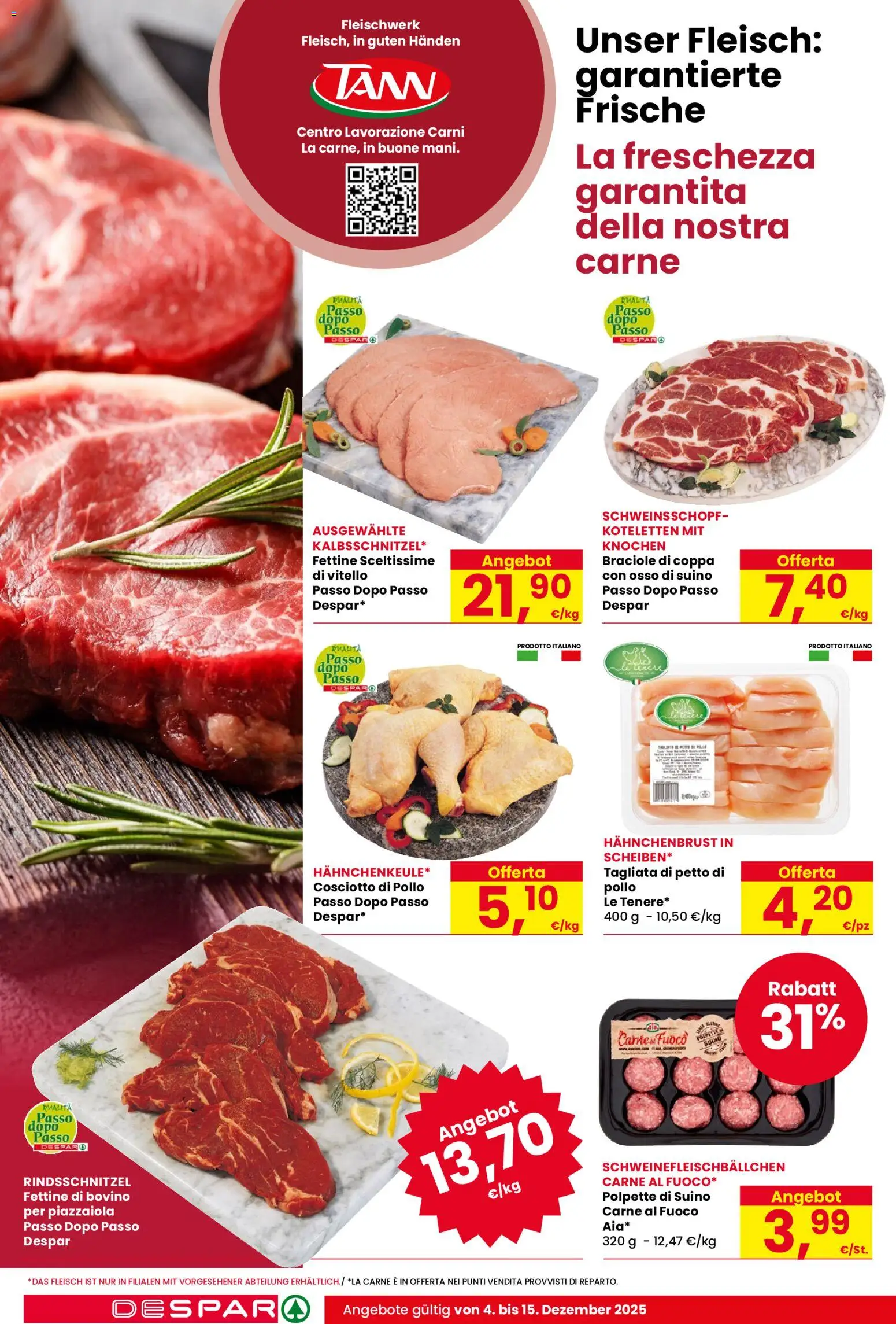 Volantino Despar del 04.12.2025 | Pagina: 10 | Prodotti: Bovino, Pollo, Vitello, Polpette