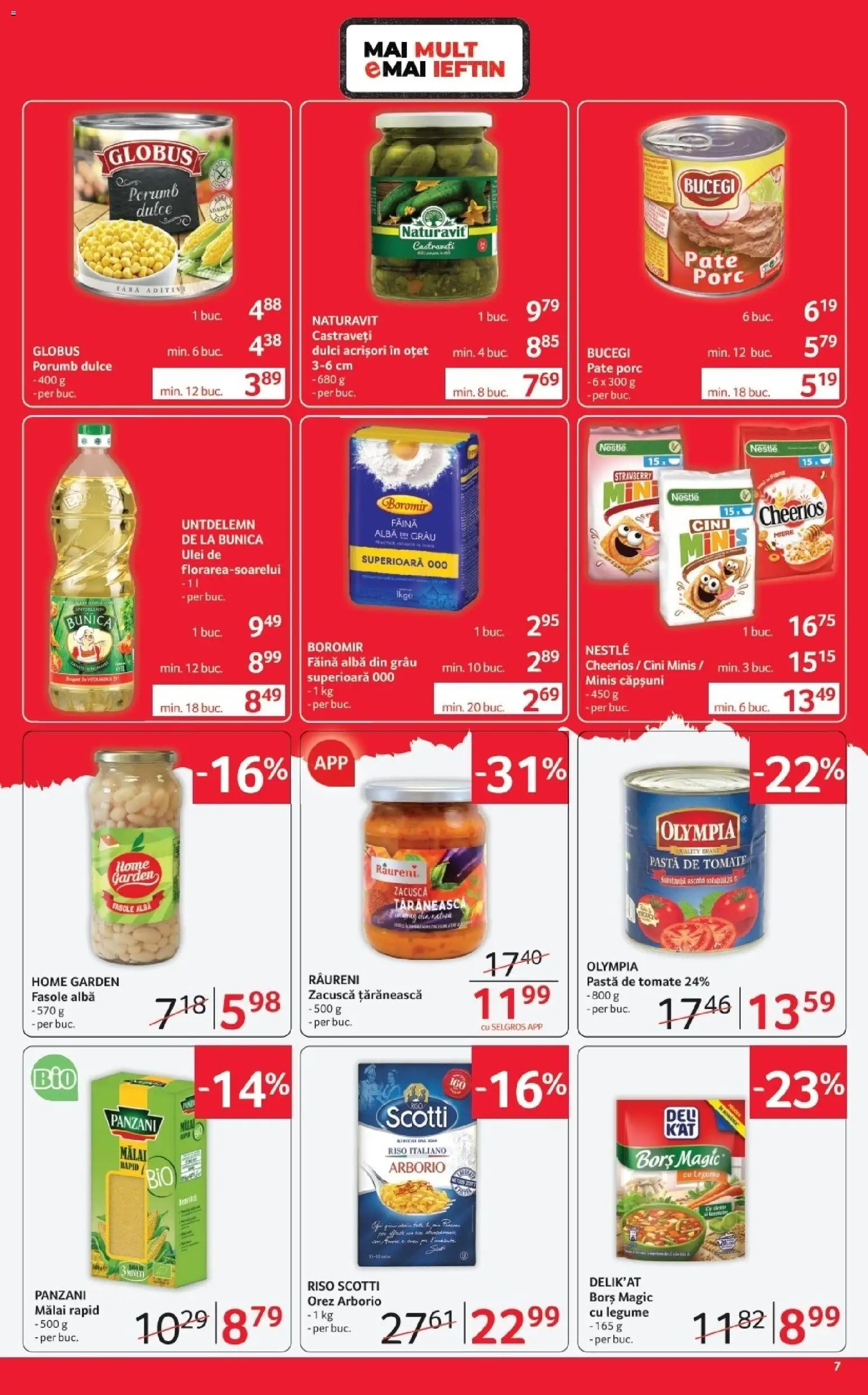 Noul catalog Selgros – valabil de la 17.04.2026 | Pagină: 7 | Produse: Borș, Oțet, Mălai, Porumb