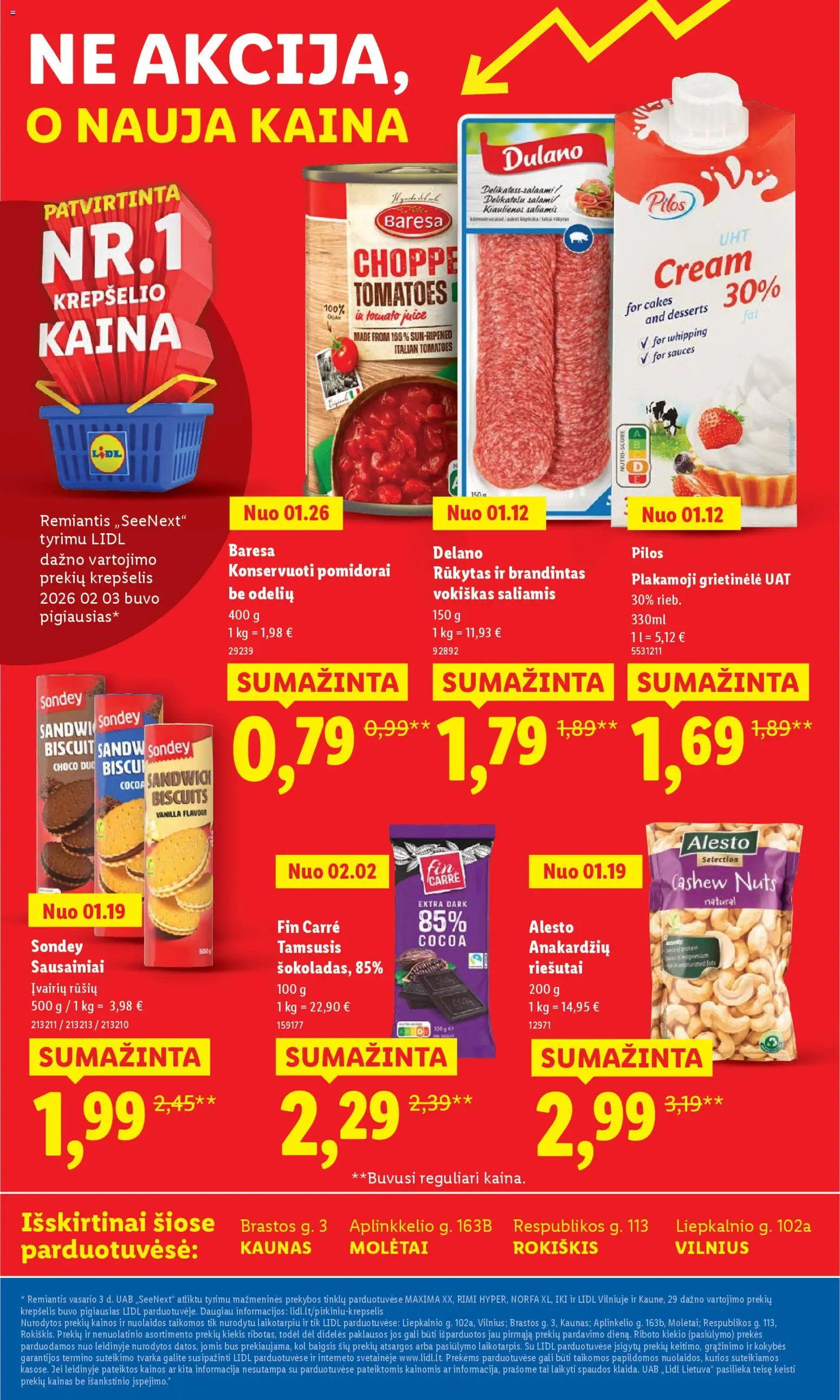 LIDL akcijos nuo 23.02.2026 | Puslapis: 4 | Prekių: Riešutai, Grietinėlė, Konservuoti pomidorai, Saliamis