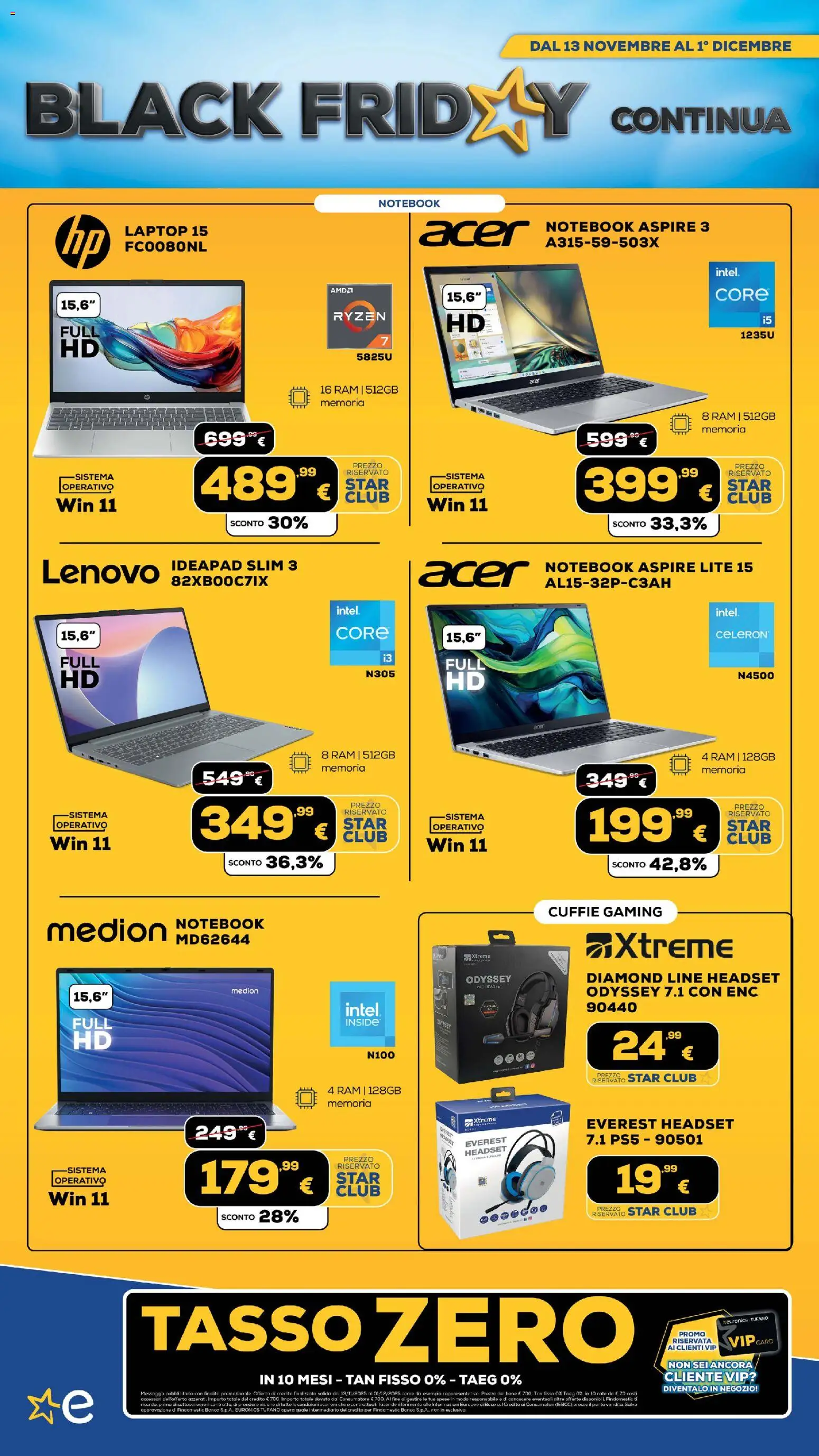 Volantino Euronics del 13.11.2025 | Pagina: 5 | Prodotti: Notebook, Laptop, Cuffie