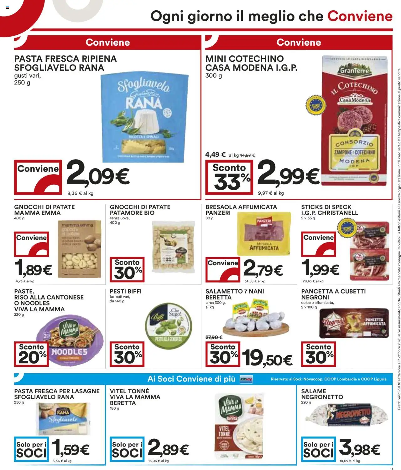 Volantino COOP del 18.09.2025 | Pagina: 11 | Prodotti: Tè, Pasta, Data, Gnocchi