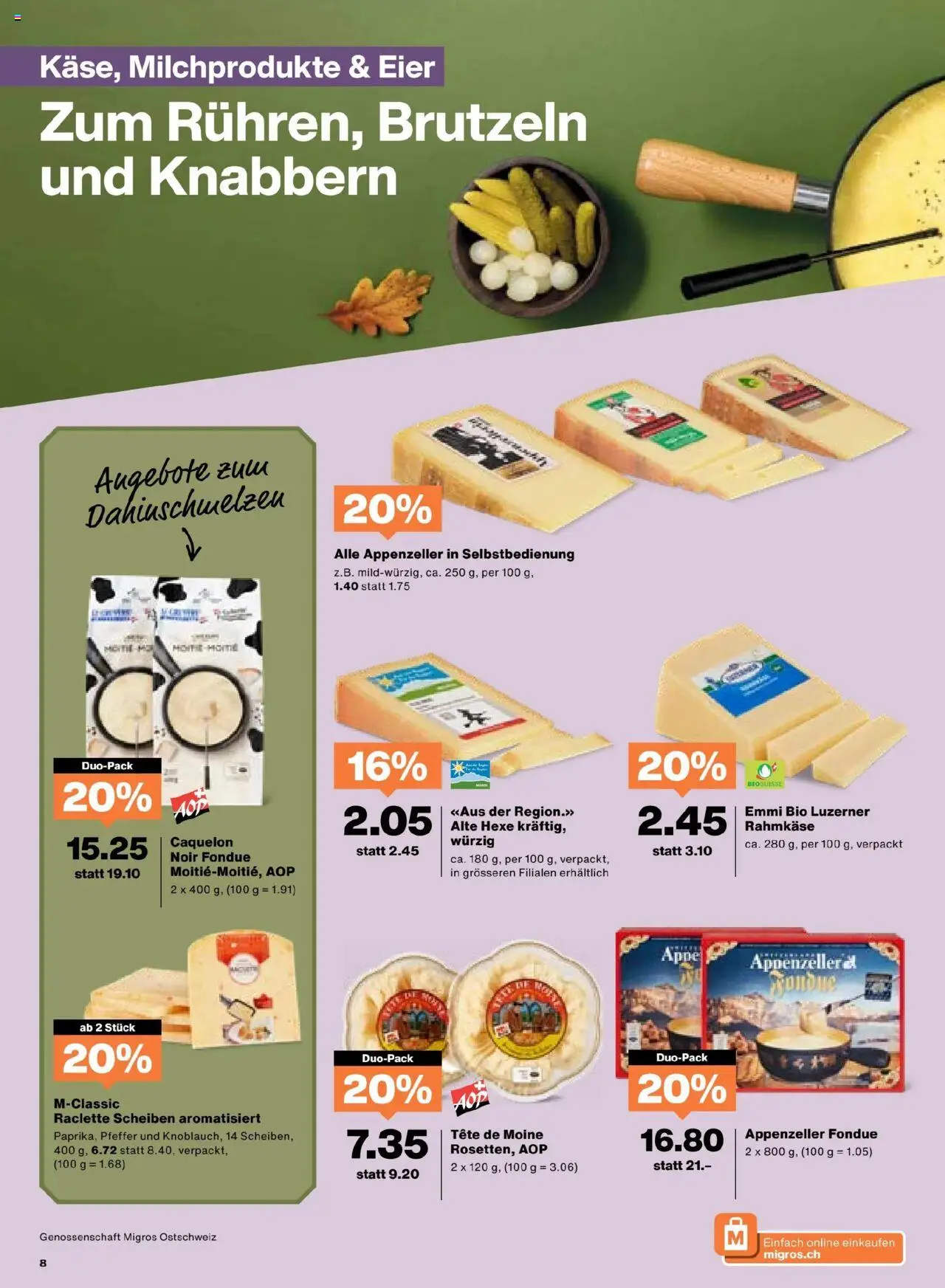 Migros Aktionen – gültig ab 30.09.2025 | Seite: 8 | Produkte: Eier, Pfeffer, Raclette, Fondue