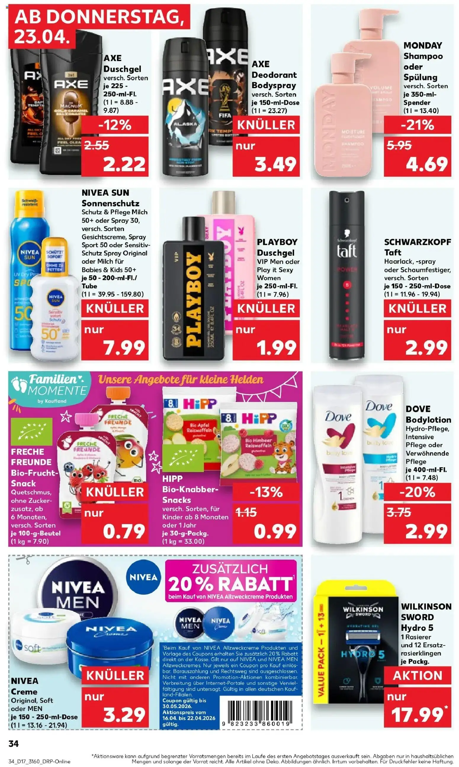 Kaufland Prospekt Erfurt	 – gültig ab 23.04.2026 | Seite: 34 | Produkte: Duschgel, Deodorant, Zucker, Axe