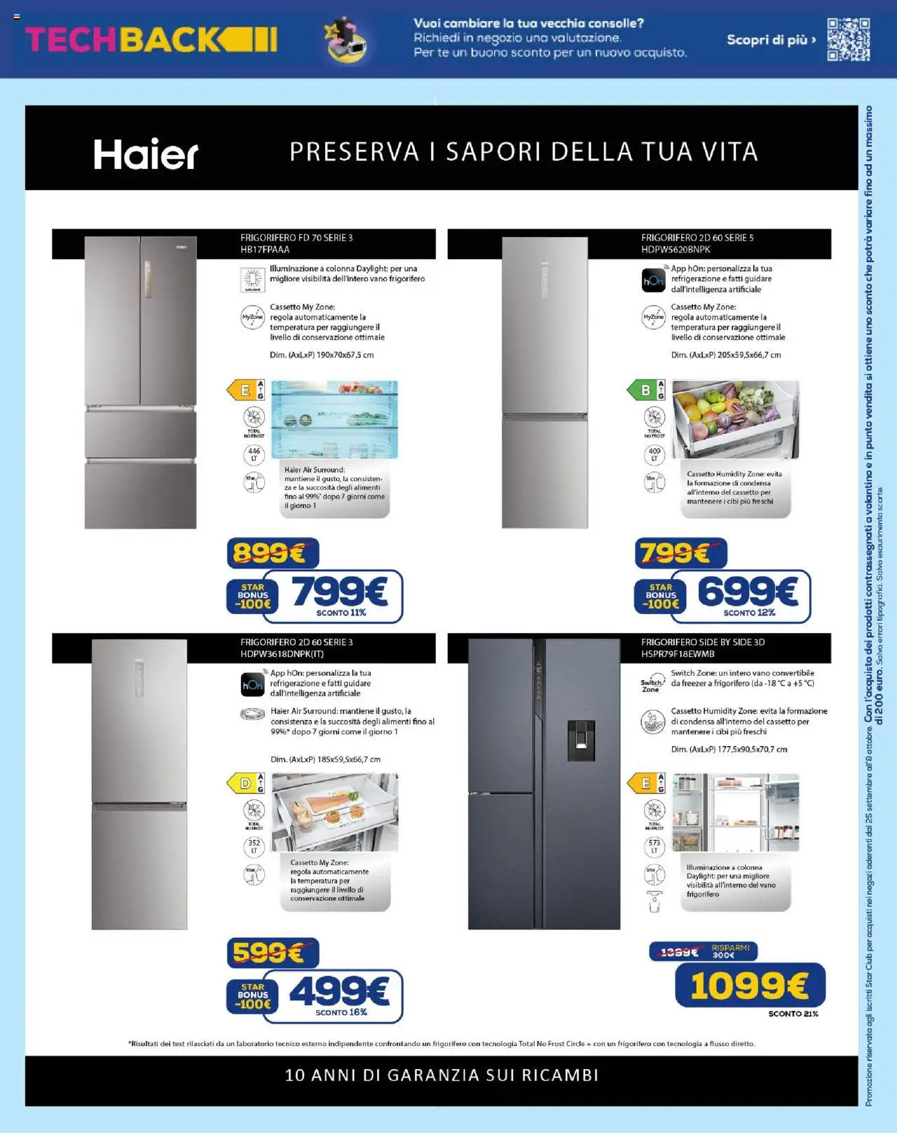 Volantino Euronics del 25.09.2025 | Pagina: 23 | Prodotti: Tè, Freezer, Frigorifero