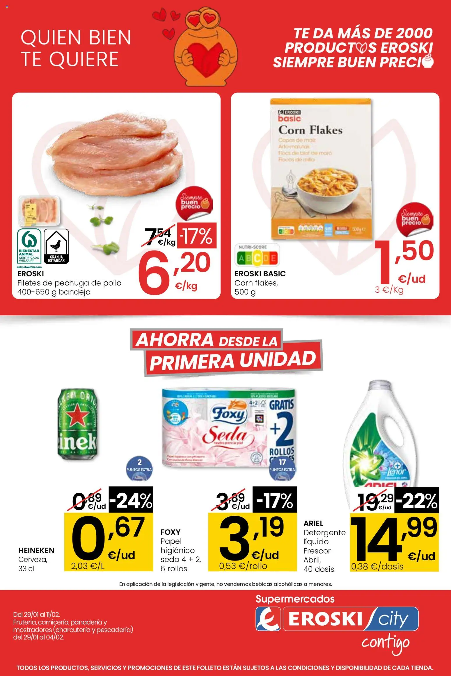 Eroski -  siempre a buen precio City │ válido desde el 29.01.2026 | Página: 1 | Productos: Té, Panadería, Bandeja, Σπανάκι