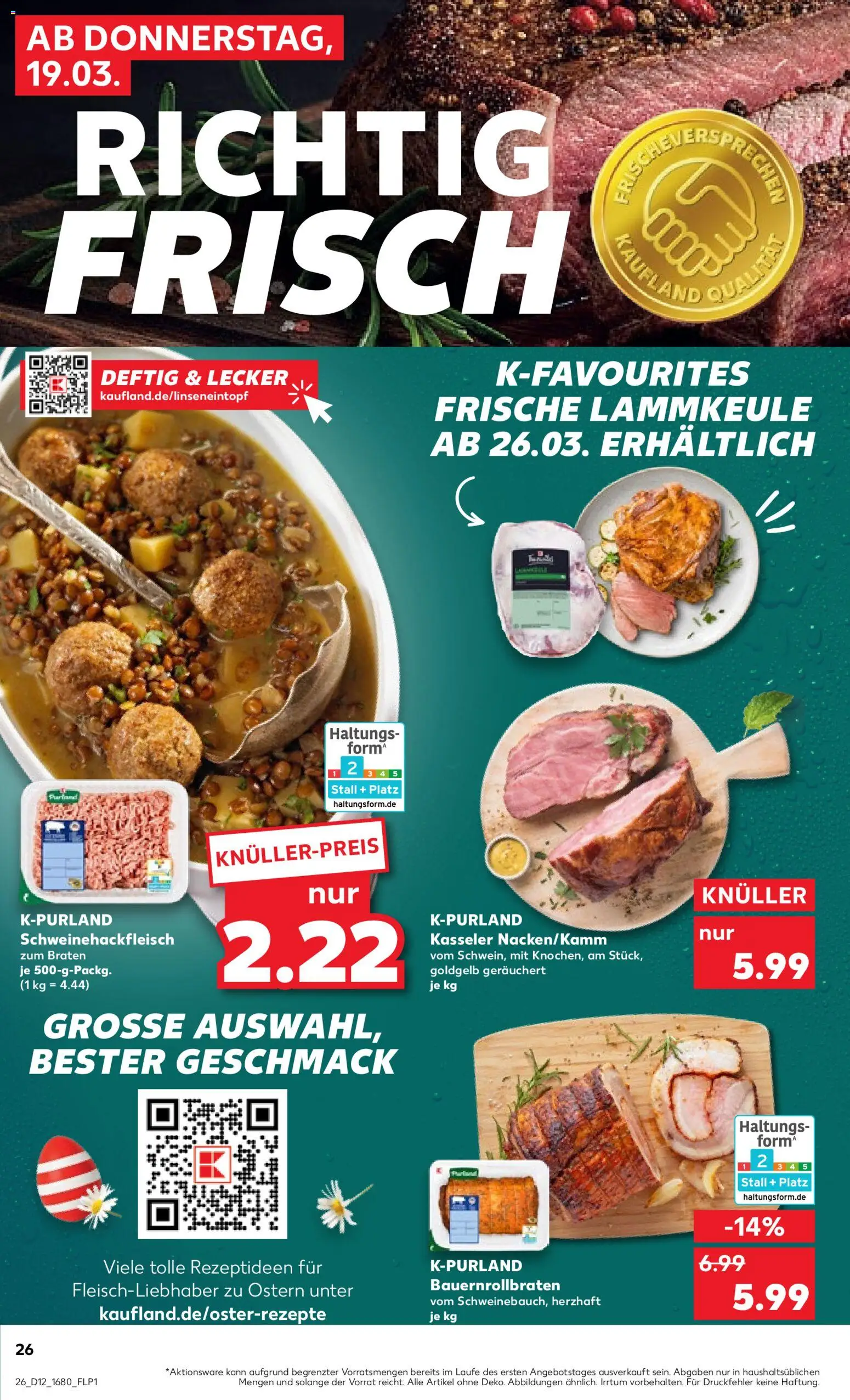 Kaufland Prospekt Speyer	 – gültig ab 19.03.2026 | Seite: 26 | Produkte: Lammkeule