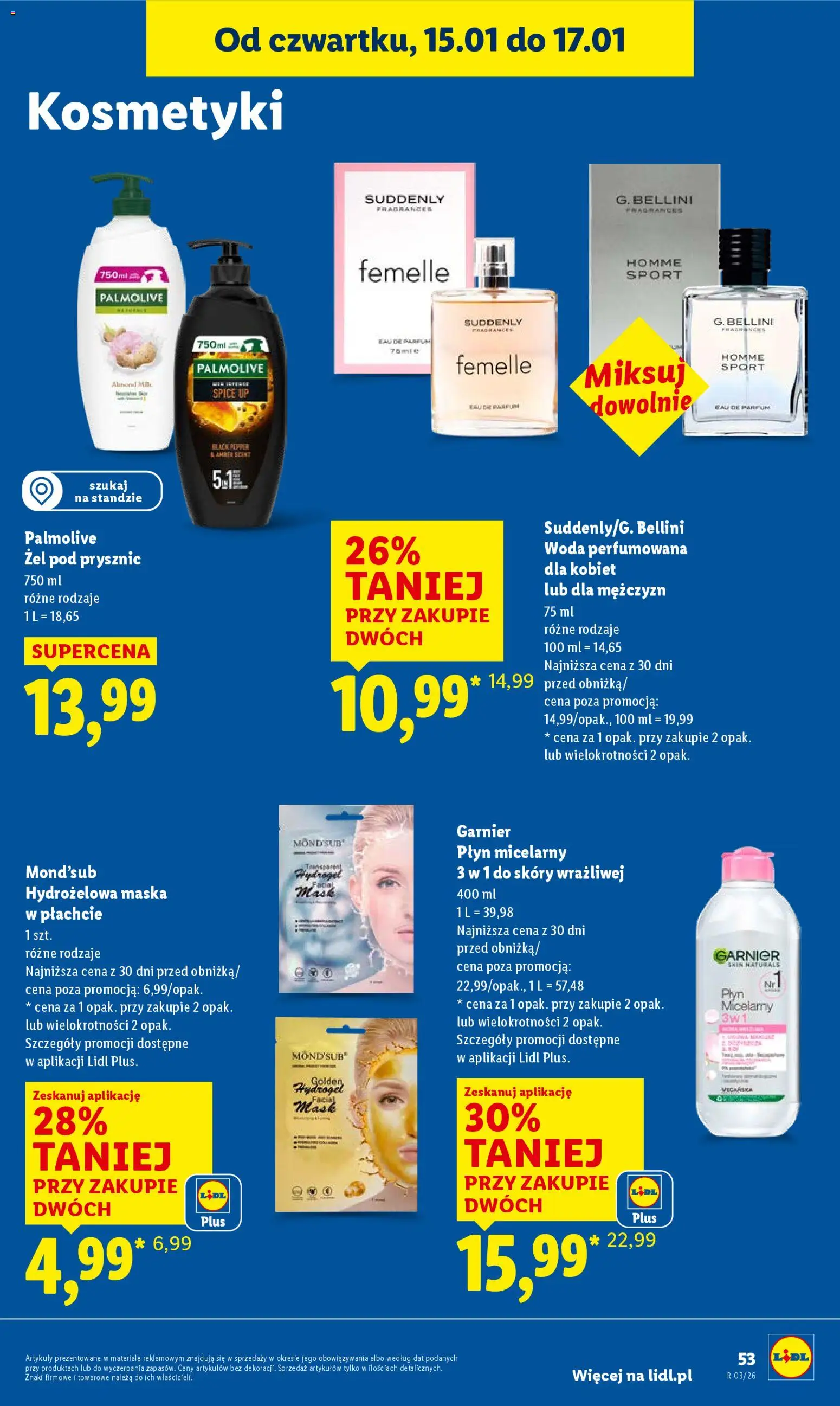Lidl Gazetka od 15.01.2026 | Strona: 53 | Produkty: Kosmetyki, Maska, Żel pod prysznic, Woda