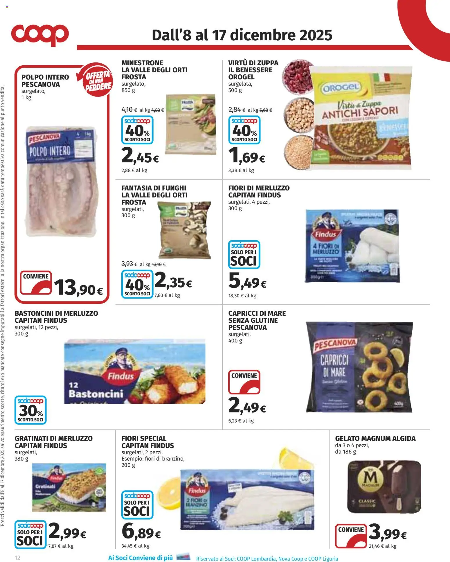 Volantino COOP del 08.12.2025 | Pagina: 12 | Prodotti: Gelato, Branzino, Funghi, Data