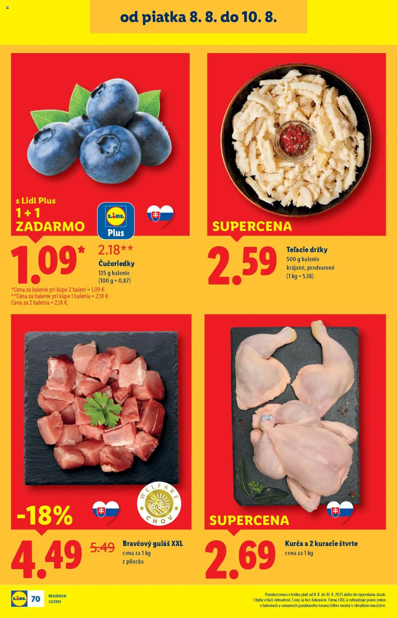 Lidl leták │ platný od 04.08.2025 | Strana: 94 | Produkty: Čučoriedky, Kurča