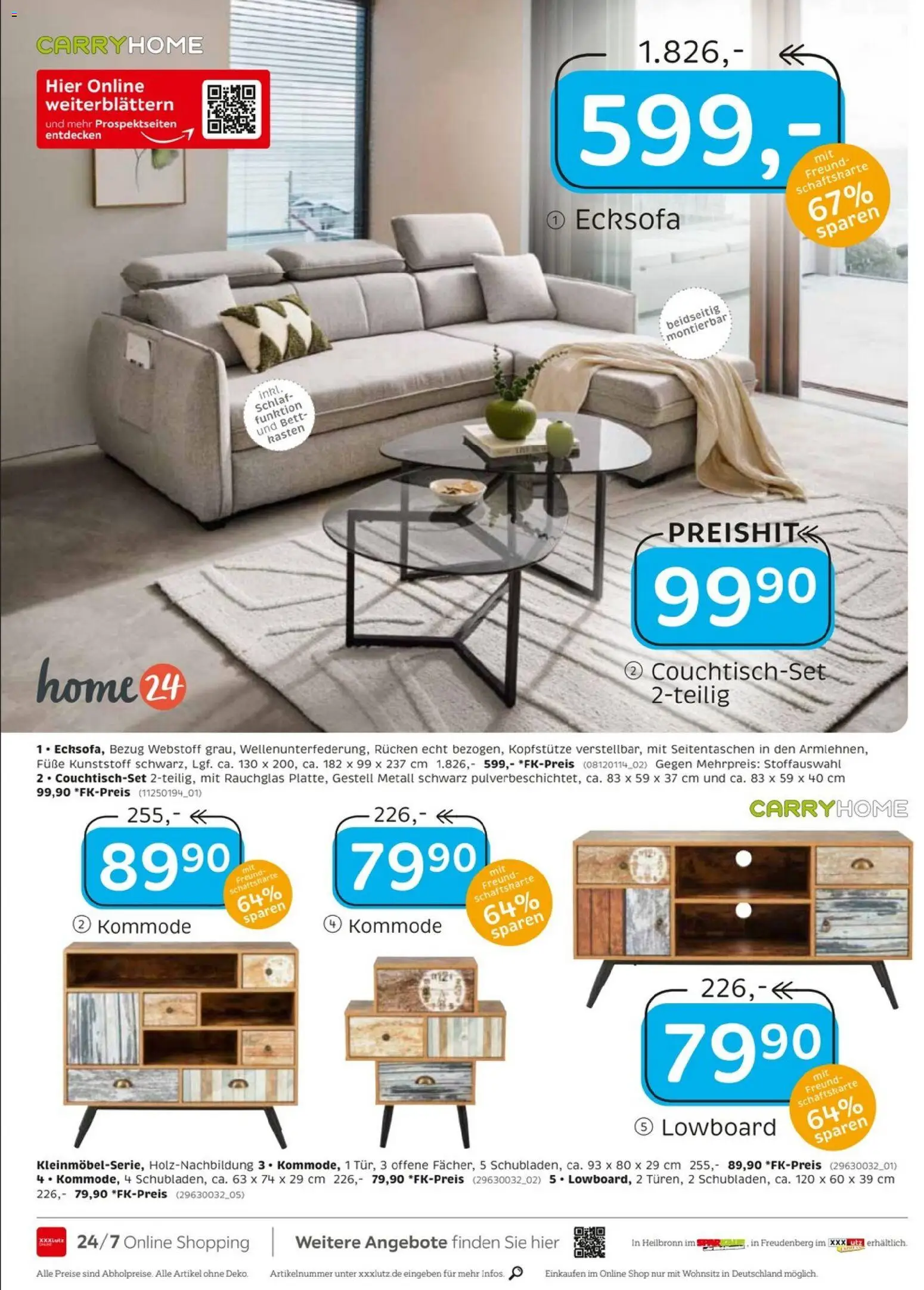 XXXL Lutz Nr. 1 beim Preis – gültig ab 18.01.2026 | Seite: 28 | Produkte: Ecksofa, Lowboard, Bett, Kommode