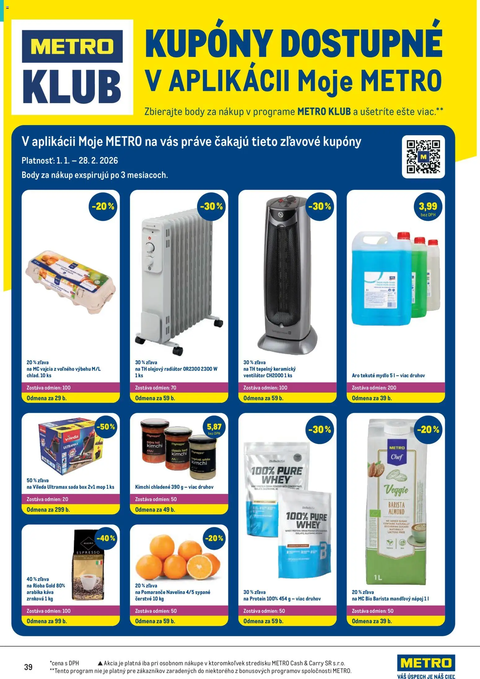 Nové Metro akcie – leták je platný od 28.01.2026 | Strana: 39 | Produkty: Ventilátor, Mop, Protein