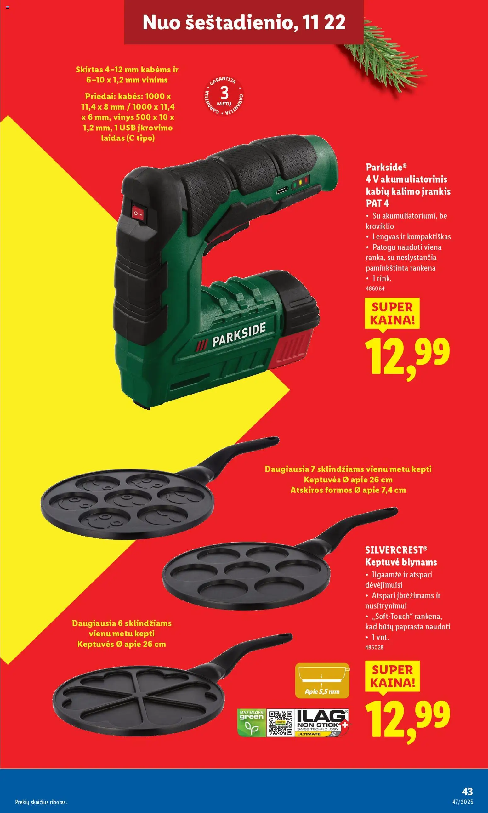 LIDL akcijos nuo 17.11.2025 | Puslapis: 43 | Prekių: Keptuvė, USB
